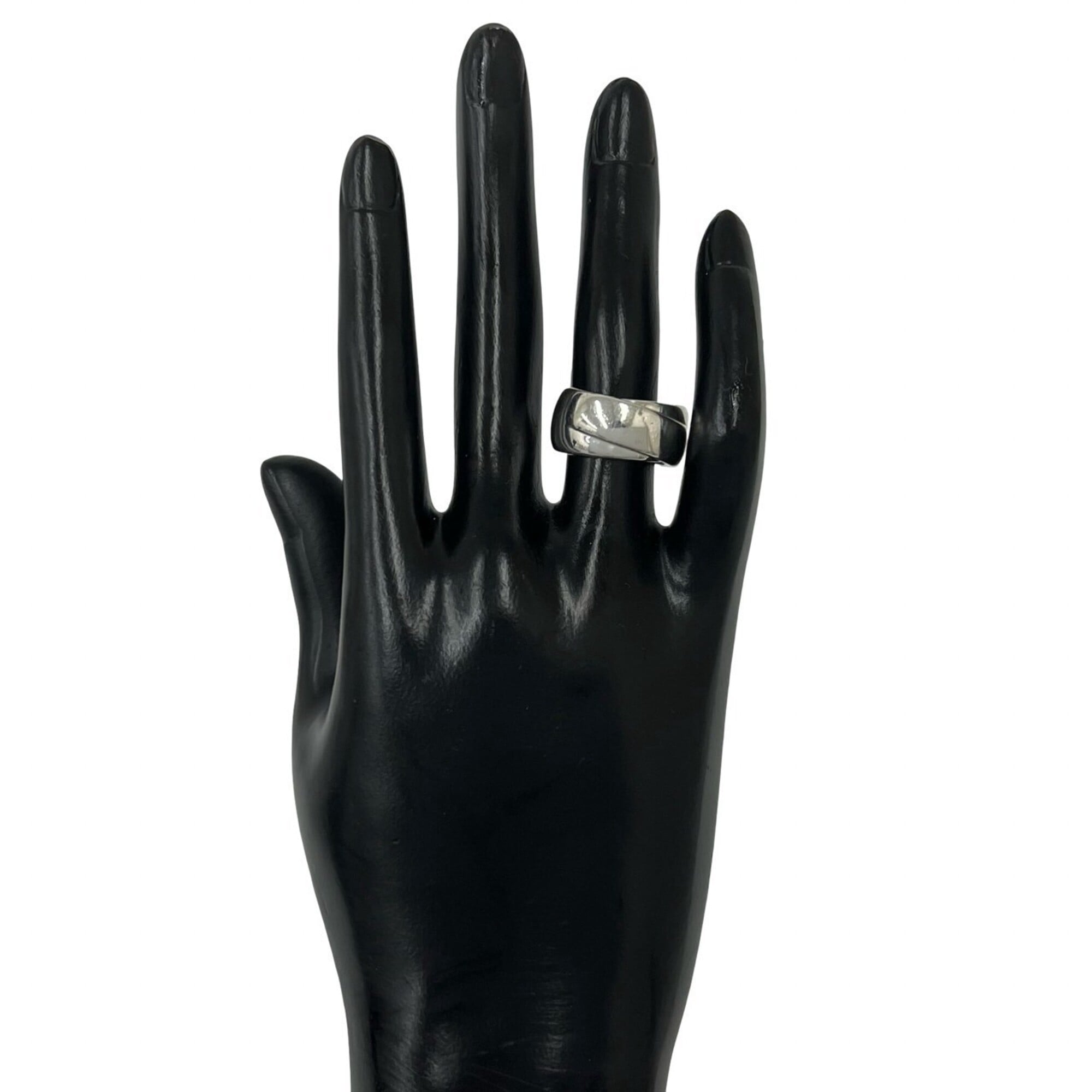 Hermes Silver Silver 925 Band Ring (Pre-Owned)