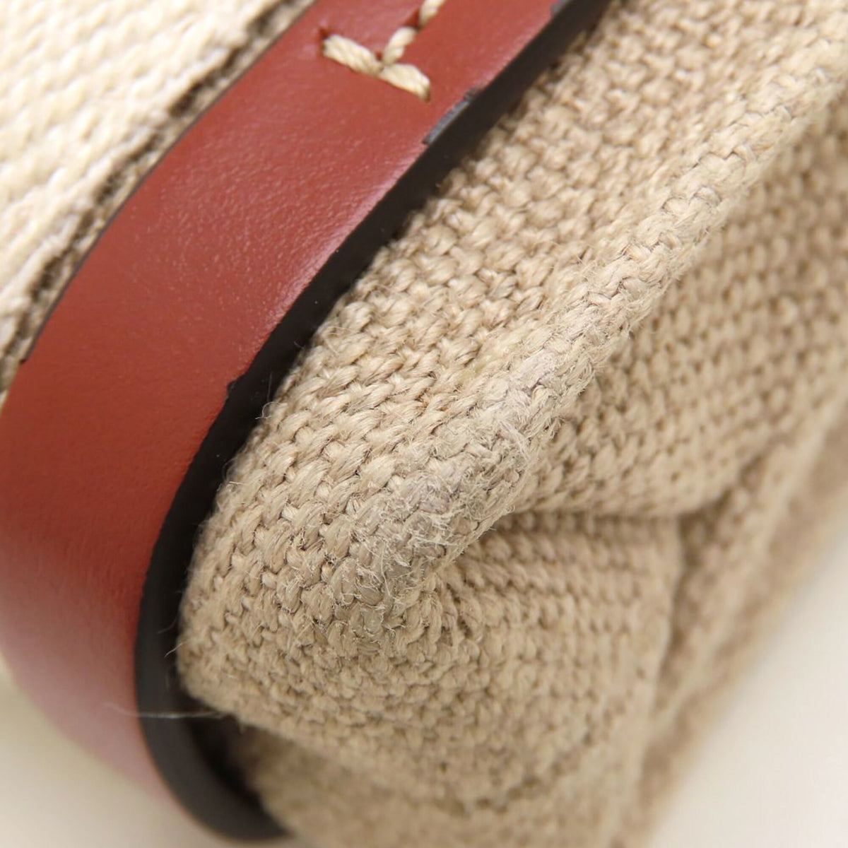 Chloé Brown White Linen Leather Shoulder Bag (Pre-Owned)