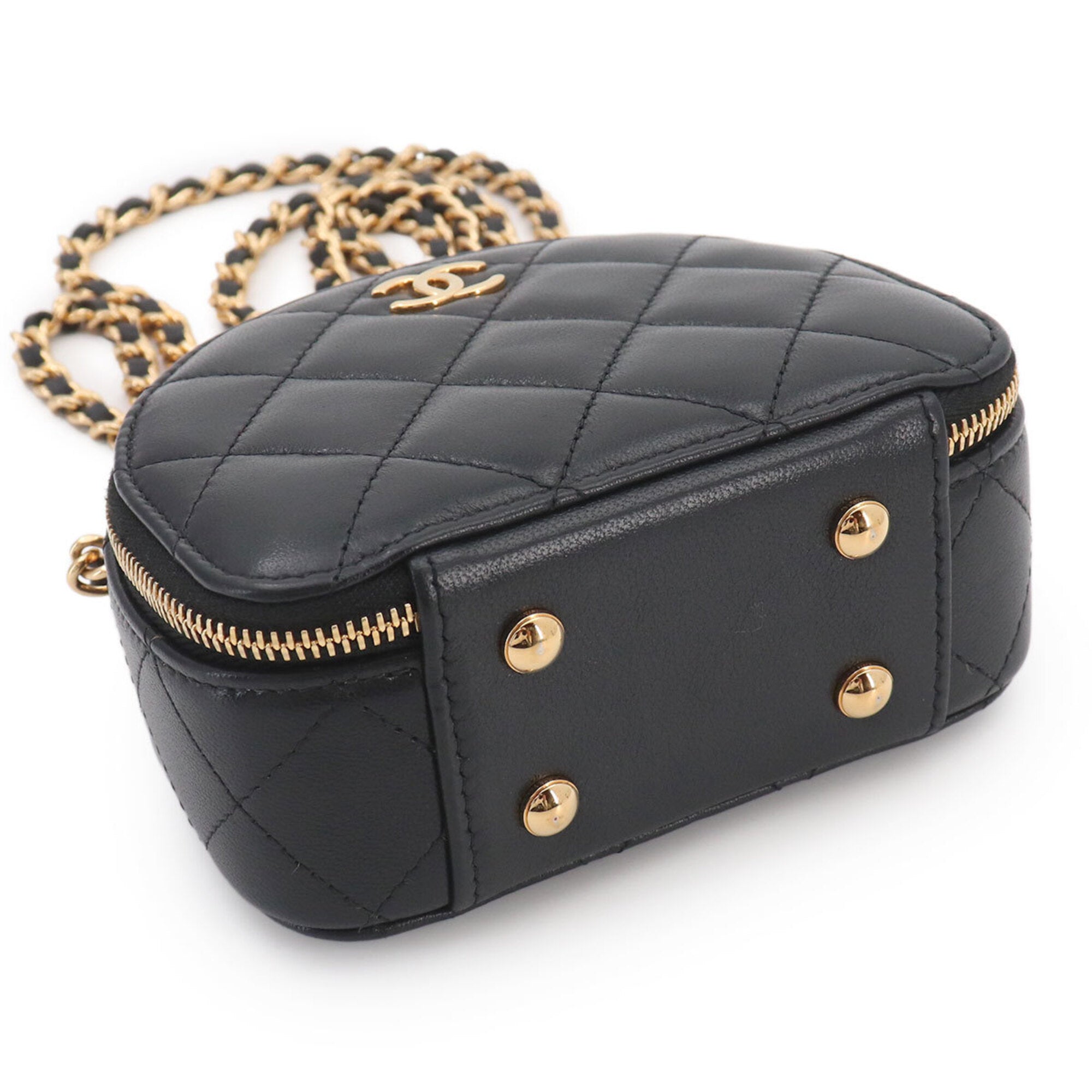 Chanel Black Leather Handbag Shoulder Bag (Pre-Owned)