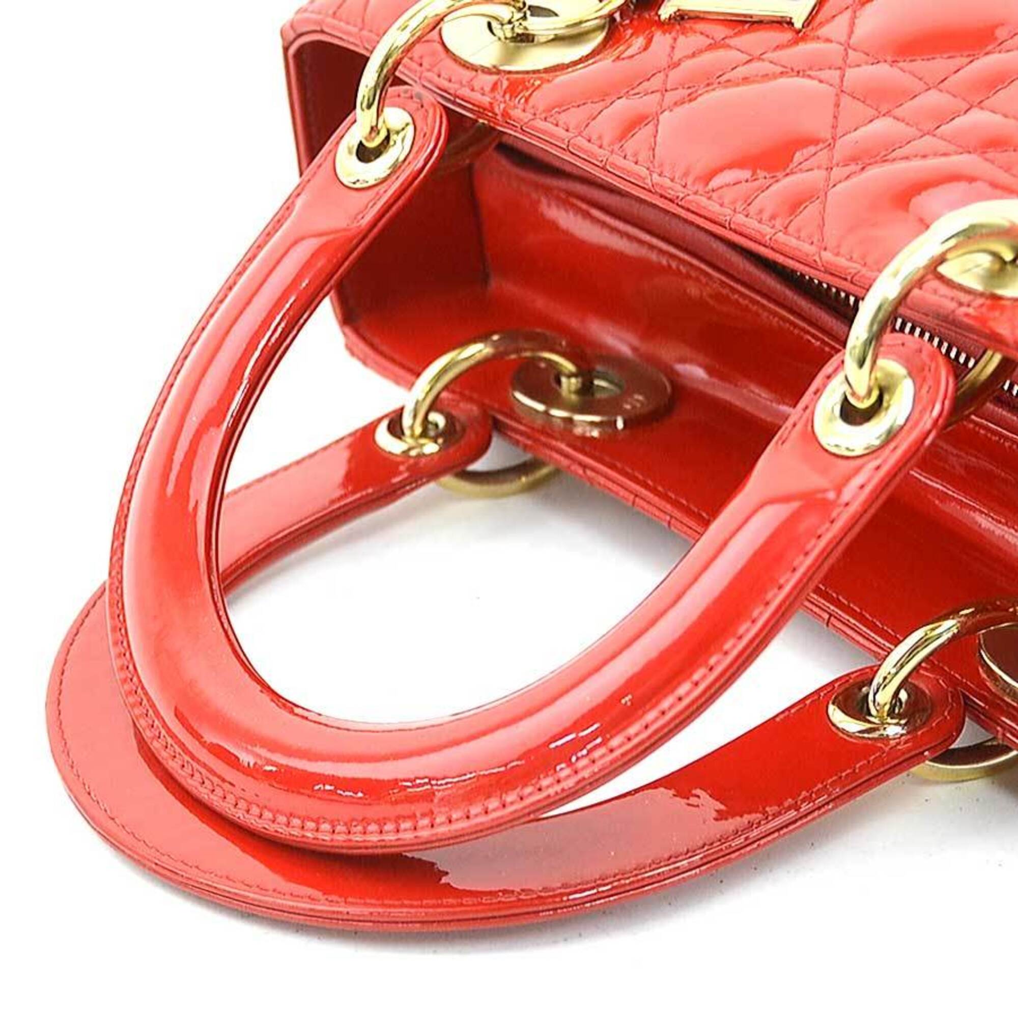Christian Dior Red Color Patent Leather Handbag Shoulder Bag (Pre-Owned)