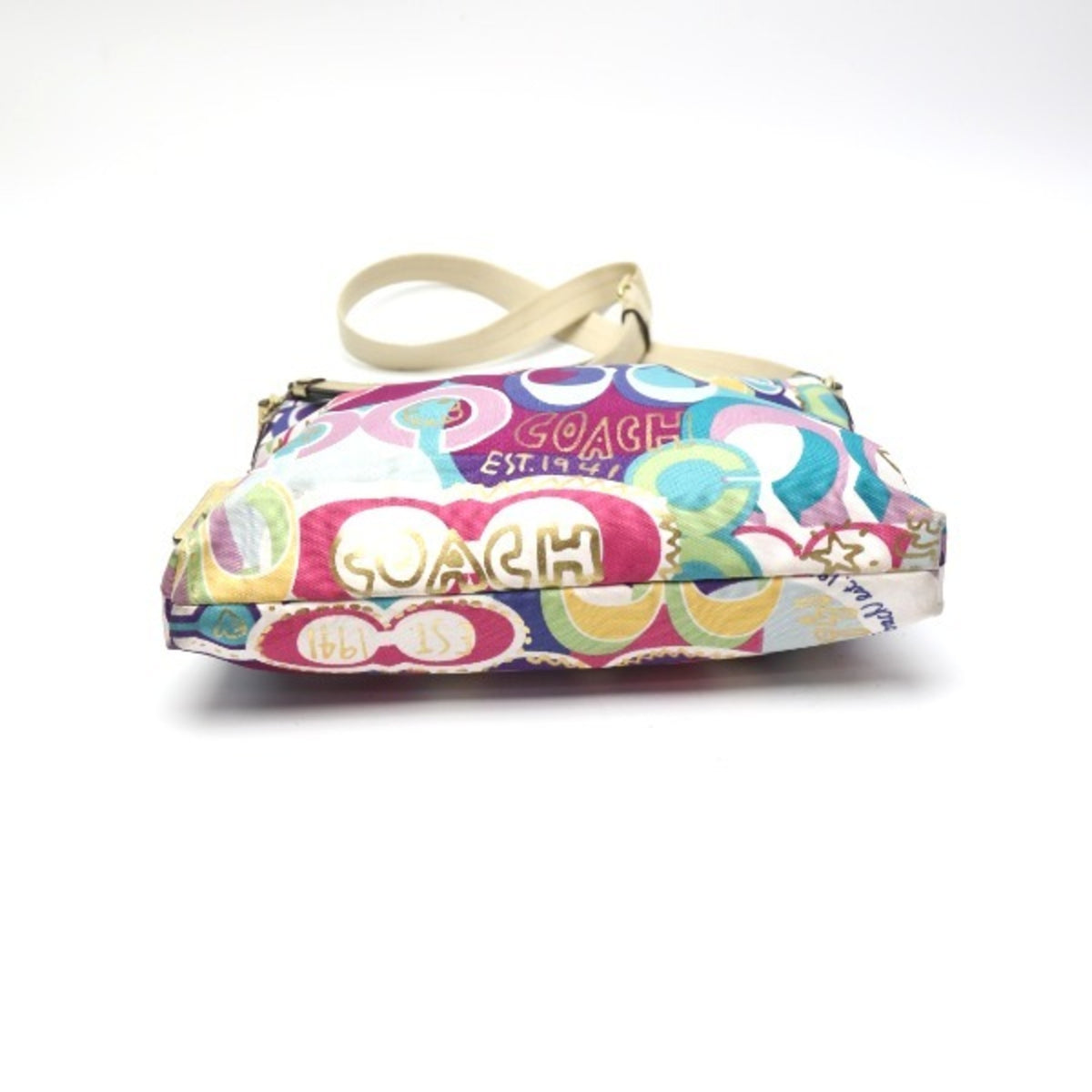 Coach Signature Multi-Color Canvas Leather Shoulder Bag (Pre-Owned)