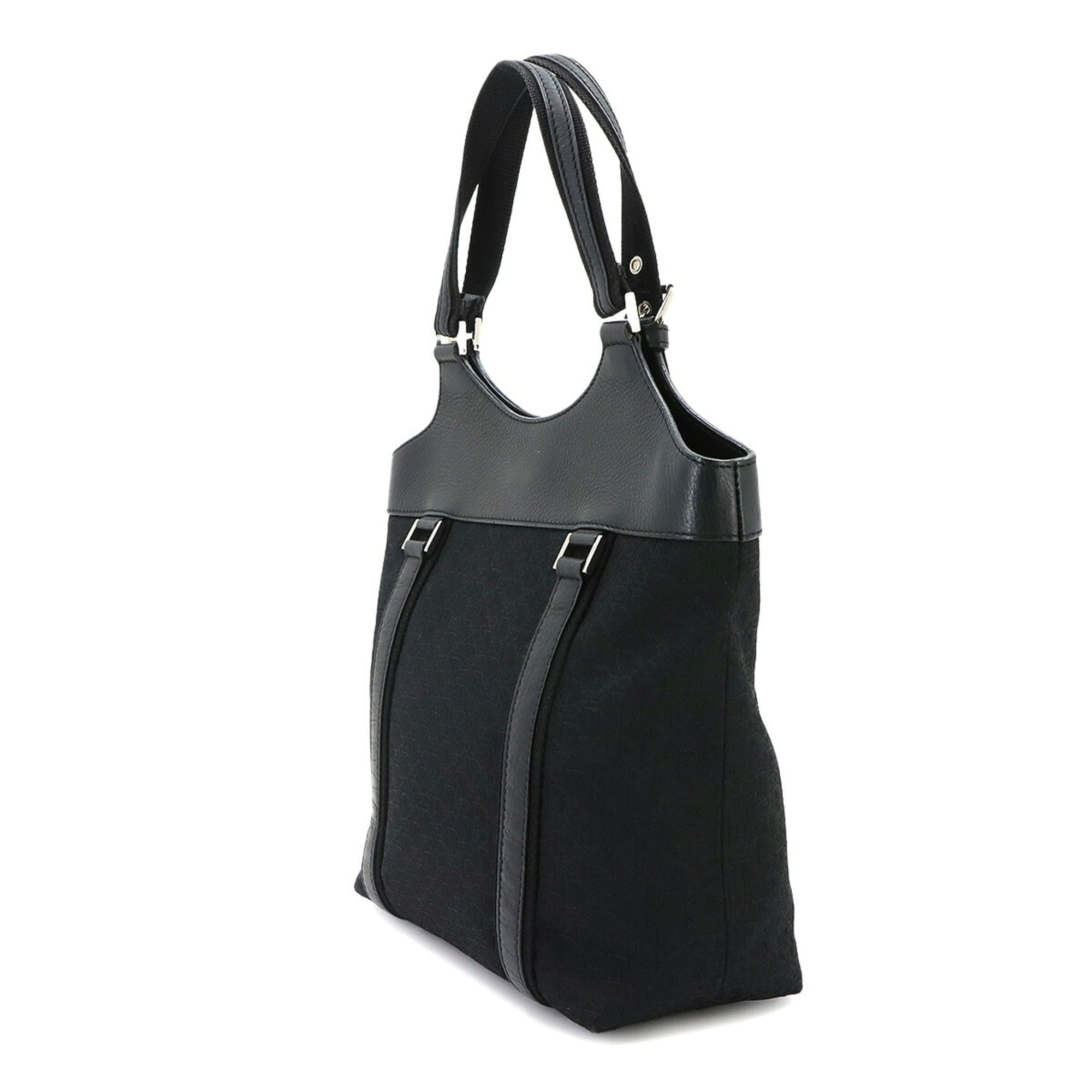 Christian Dior Trotter Black Canvas Leather Handbag Tote Bag (Pre-Owned)