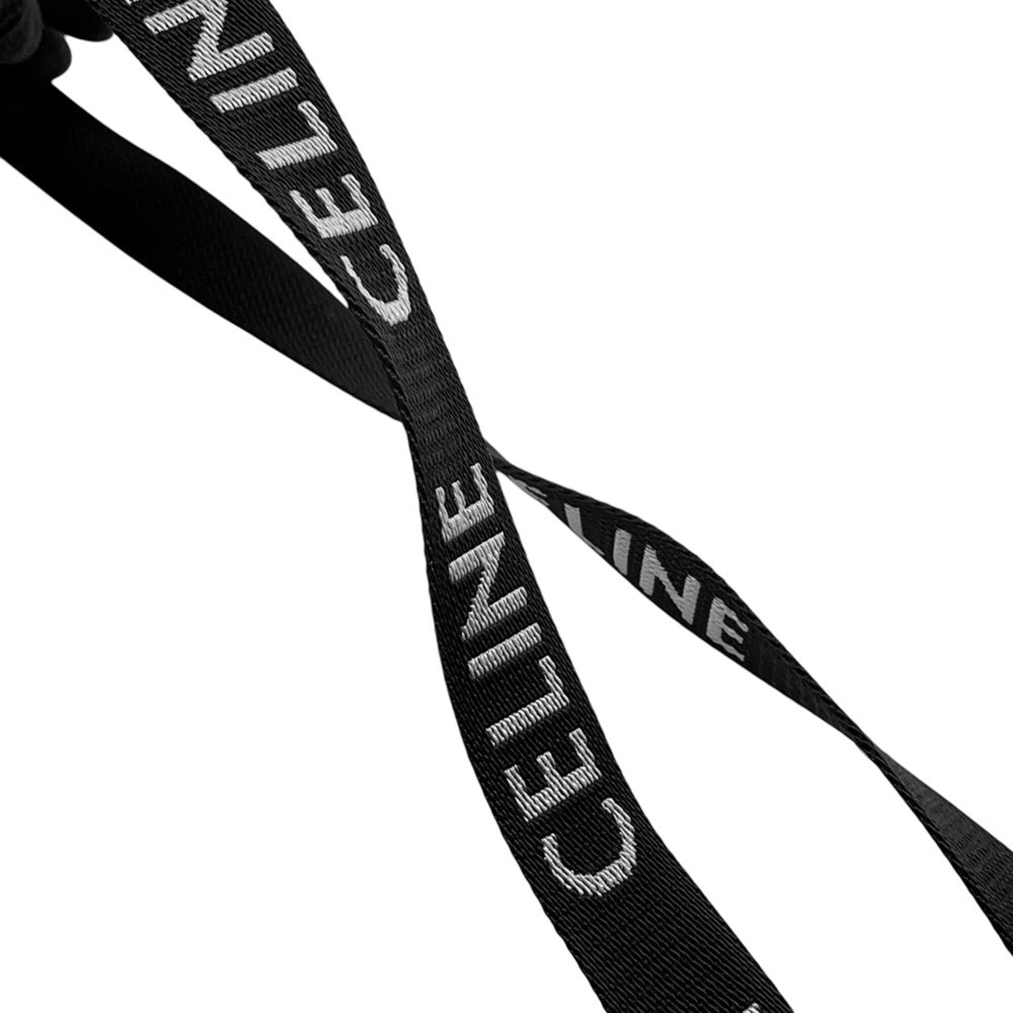 Celine Black White Canvas Leather Handbag Pochette (Pre-Owned)