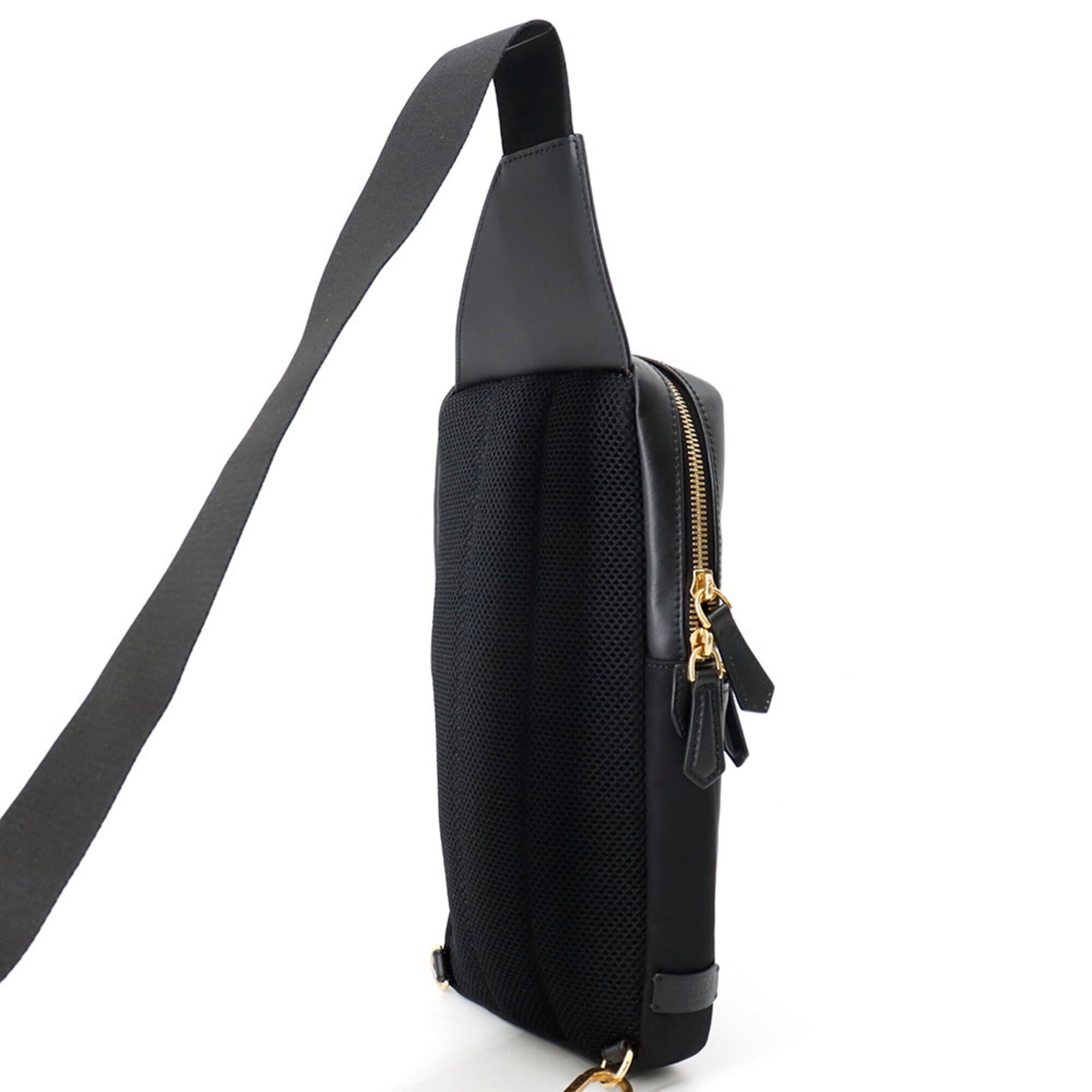 Fendi Black Nylon Leather Handbag Sling Bag (Pre-Owned)
