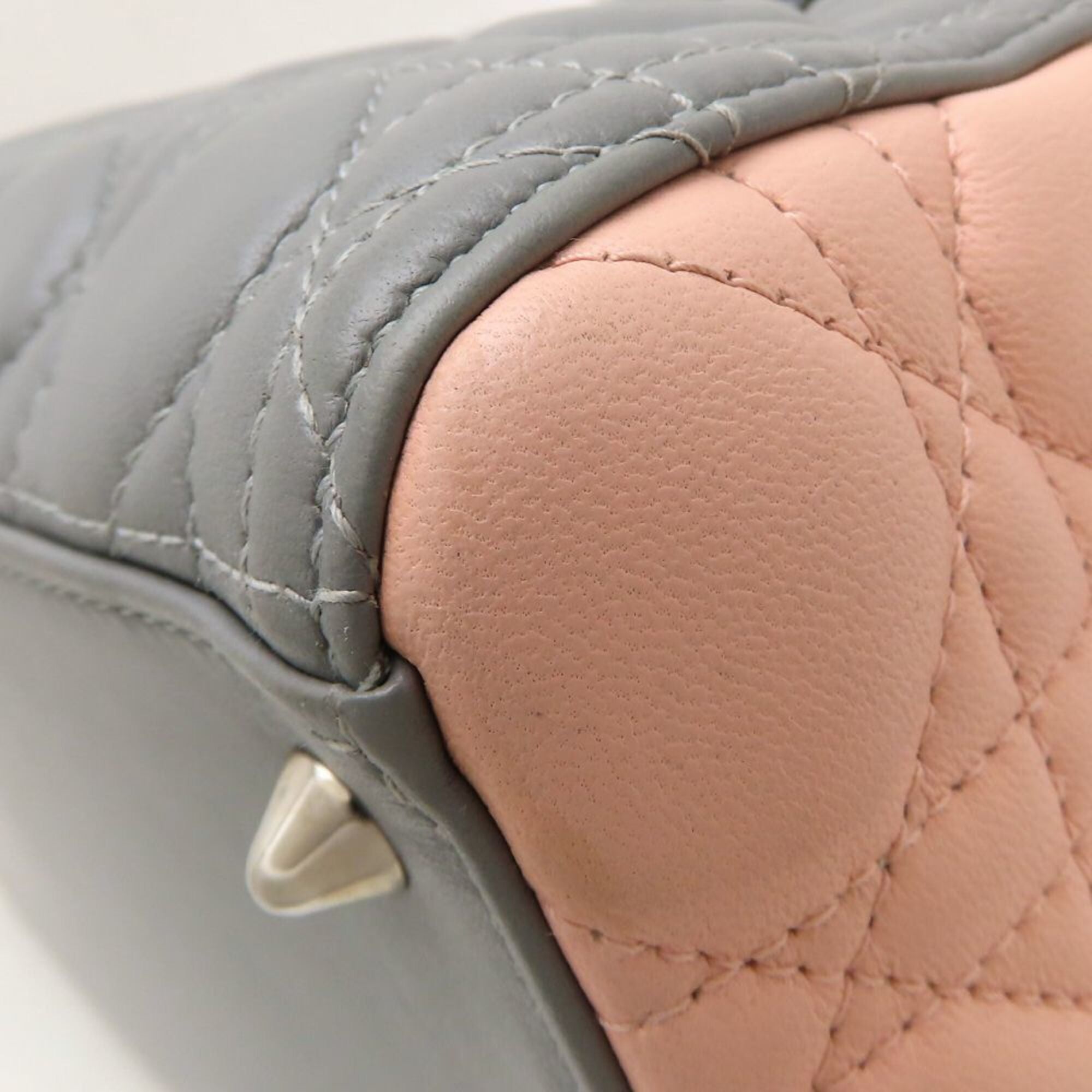 Christian Dior Bordeaux Gray Pink Leather Handbag (Pre-Owned)
