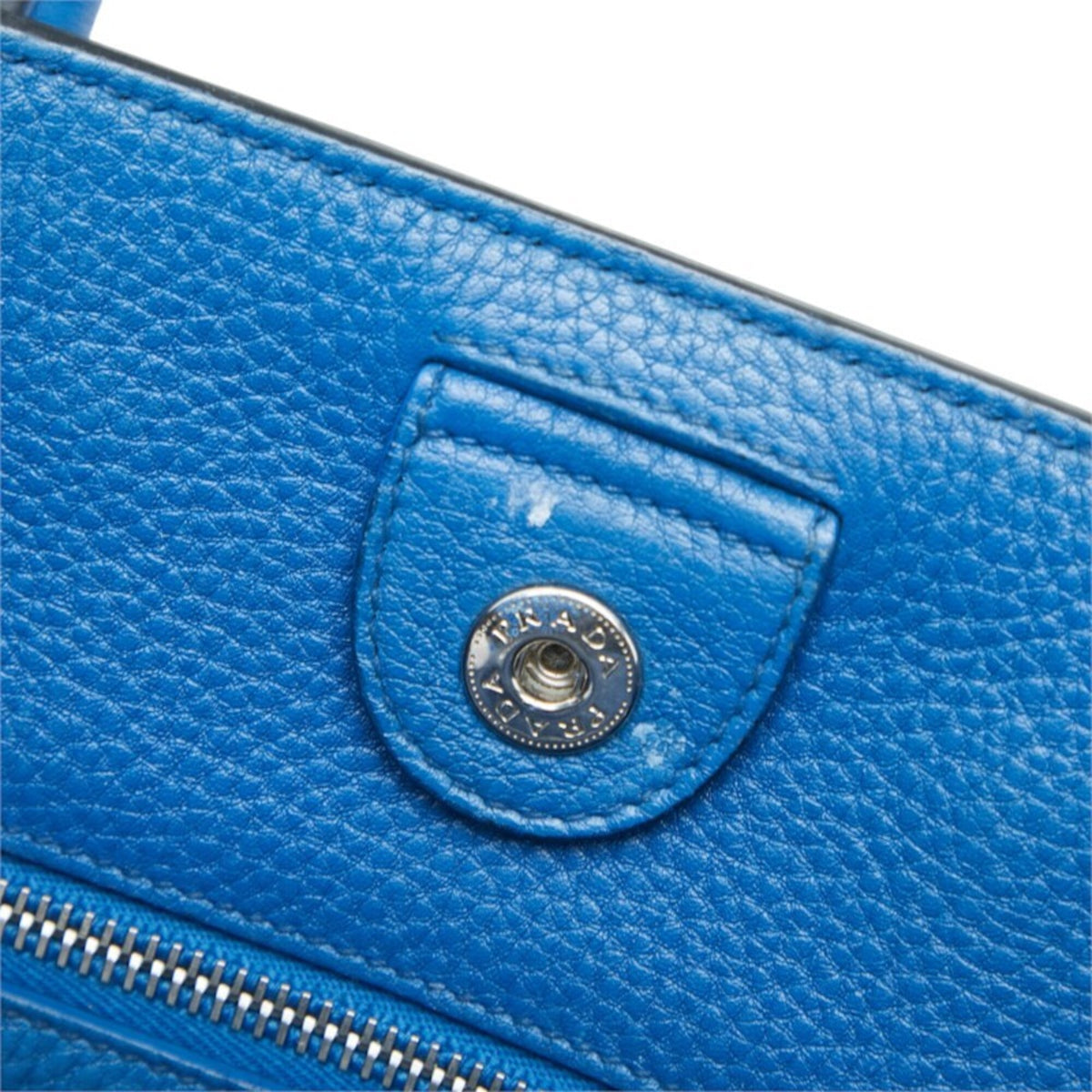 Prada Blue Leather Handbag Tote Bag (Pre-Owned)