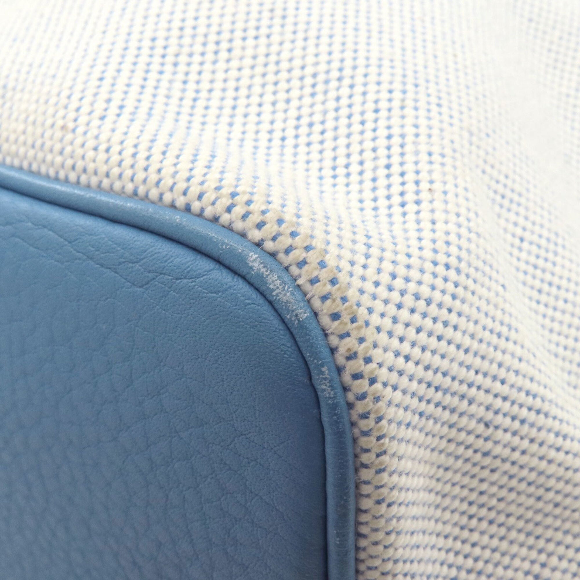 Hermes Light Blue Toile H Leather Tote Bag (Pre-Owned)
