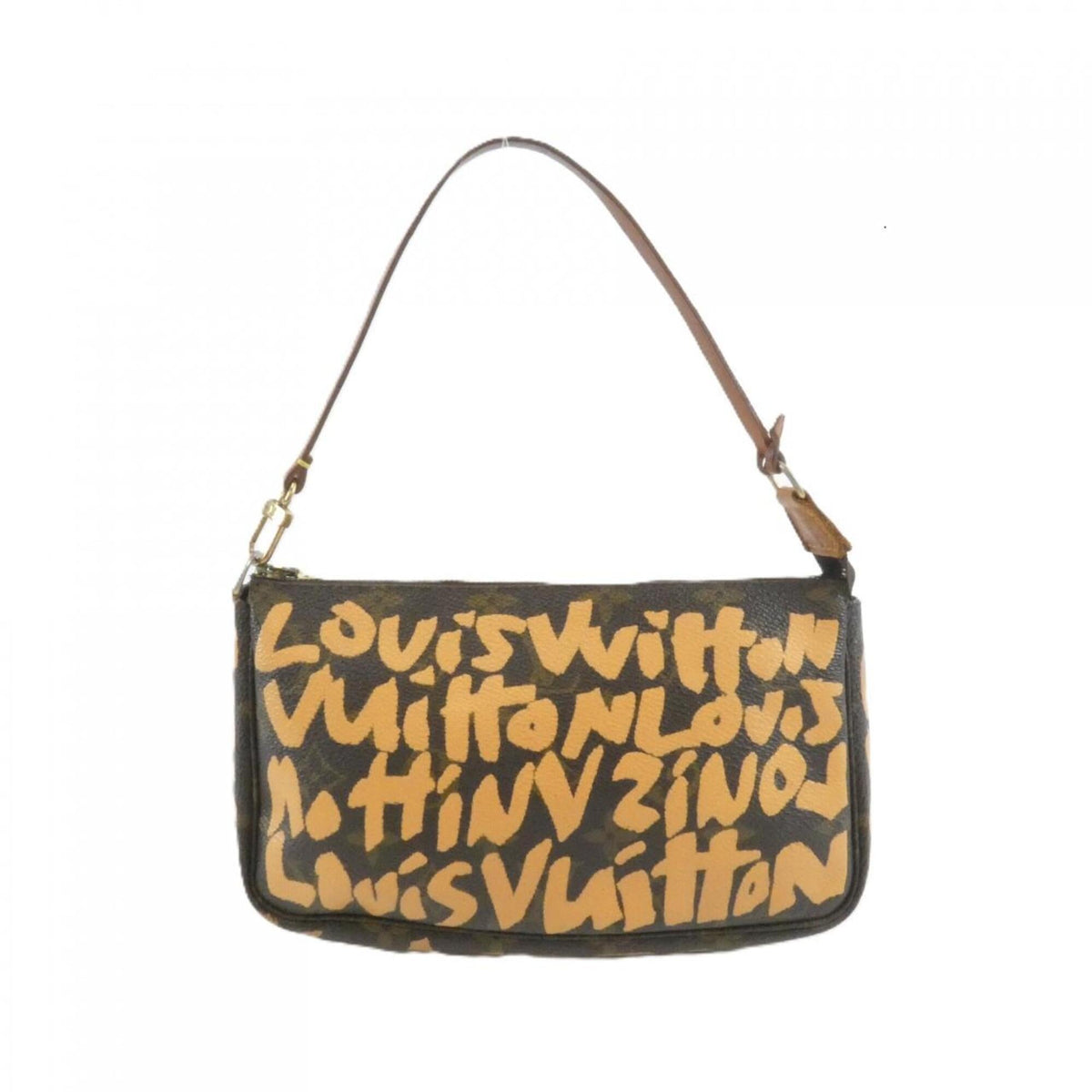 Louis Vuitton Monogram Graffiti Marron Peach Coated Canvas Pochette Pouch (Pre-Owned)