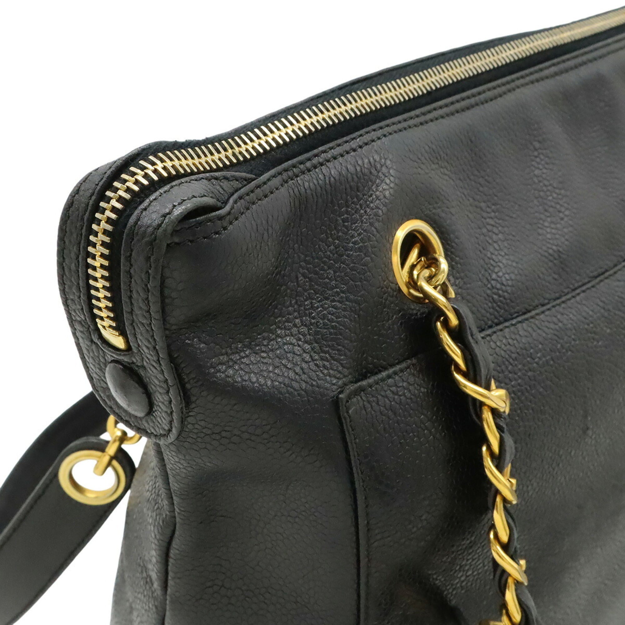 Chanel Black Leather Shoulder Bag Tote Bag (Pre-Owned)