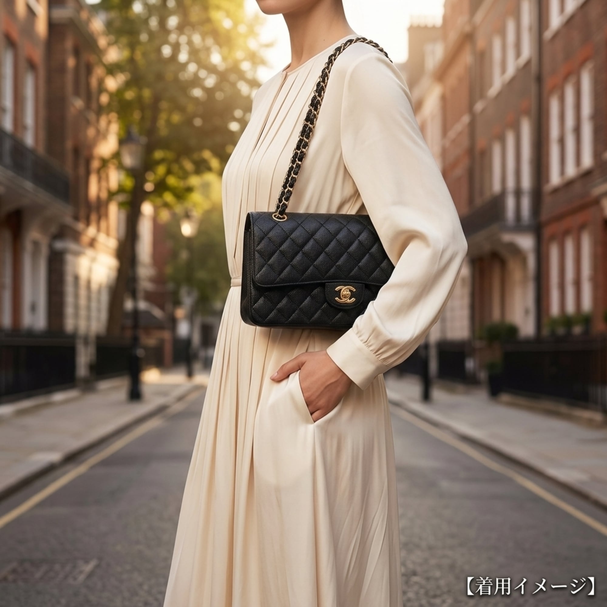 Chanel Black Grained Calfskin Shoulder Bag (Pre-Owned)