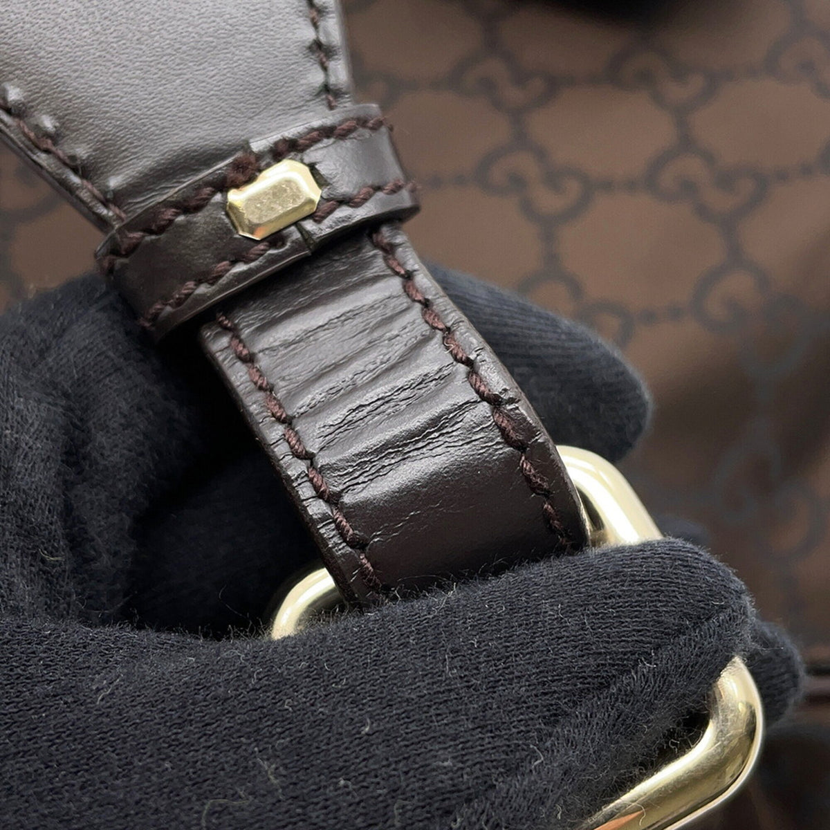 Gucci Brown Nylon Handbag Shoulder Bag (Pre-Owned)