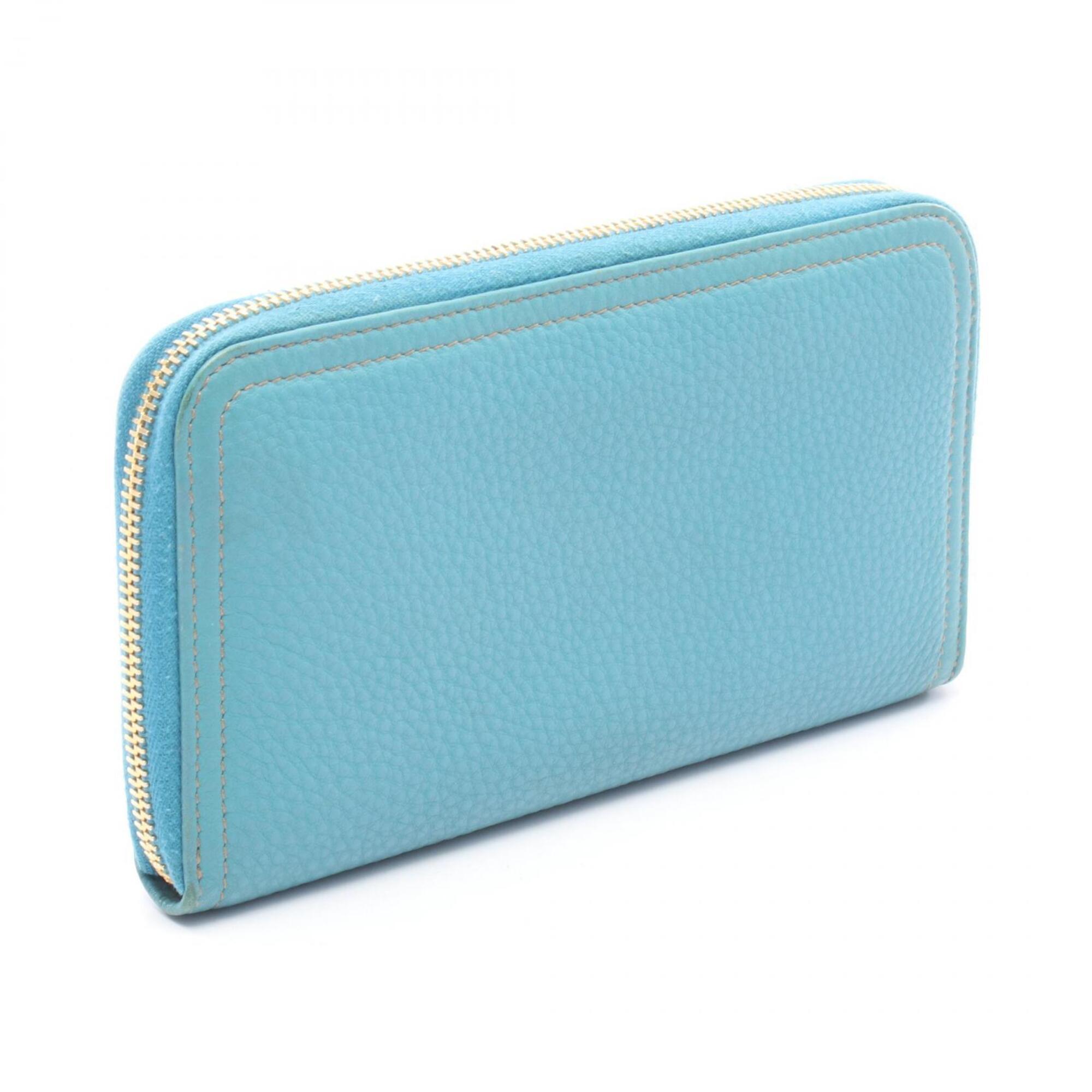 Prada Blue Leather Long Wallet (Bi-Fold) (Pre-Owned)