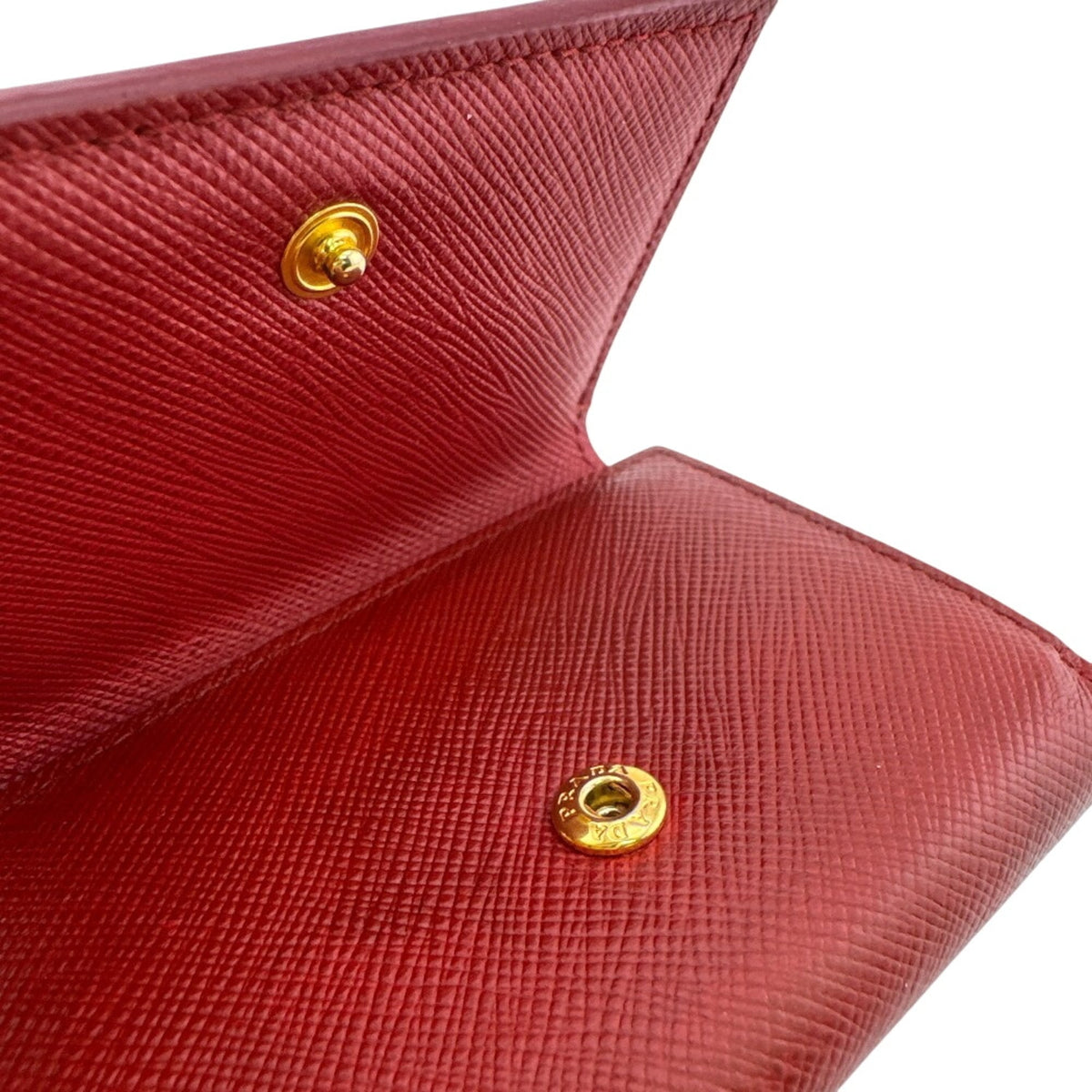 Prada Saffiano Red Color Leather Wallet (Tri-Fold) (Pre-Owned)