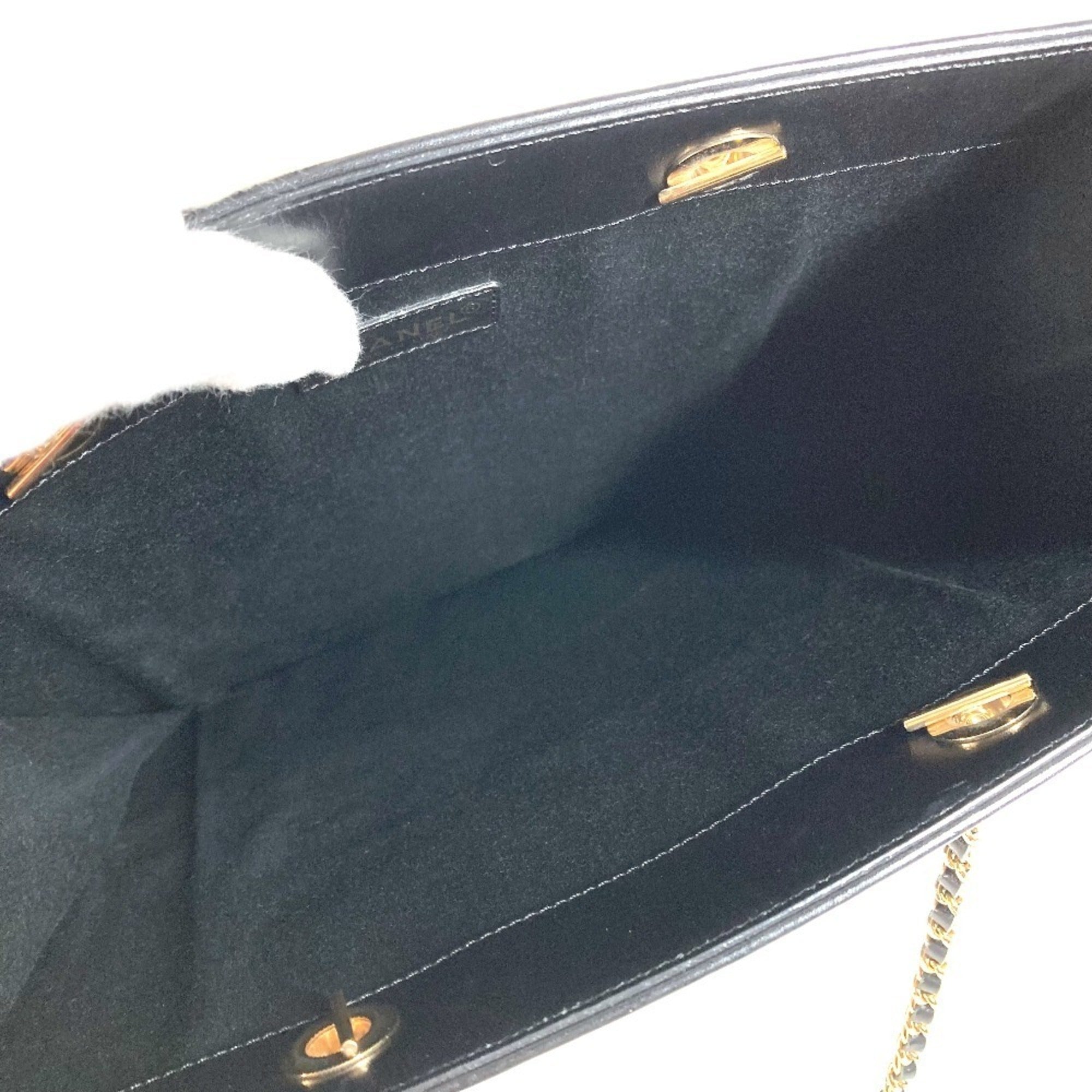 Chanel Black White Leather Canvas Shoulder Bag Tote Bag (Pre-Owned)