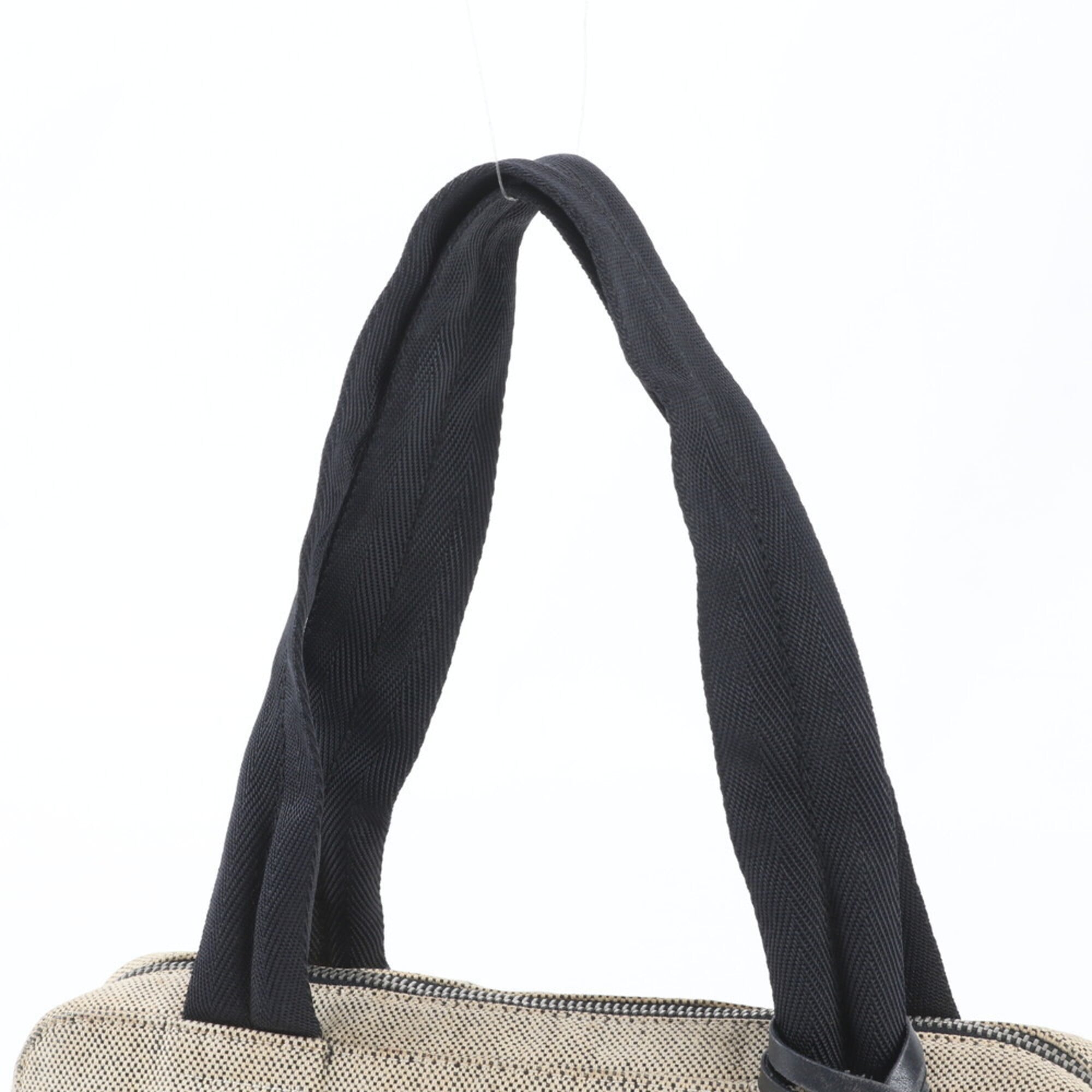 Pradasports Beige Black Leather Canvas Handbag Tote Bag (Pre-Owned)