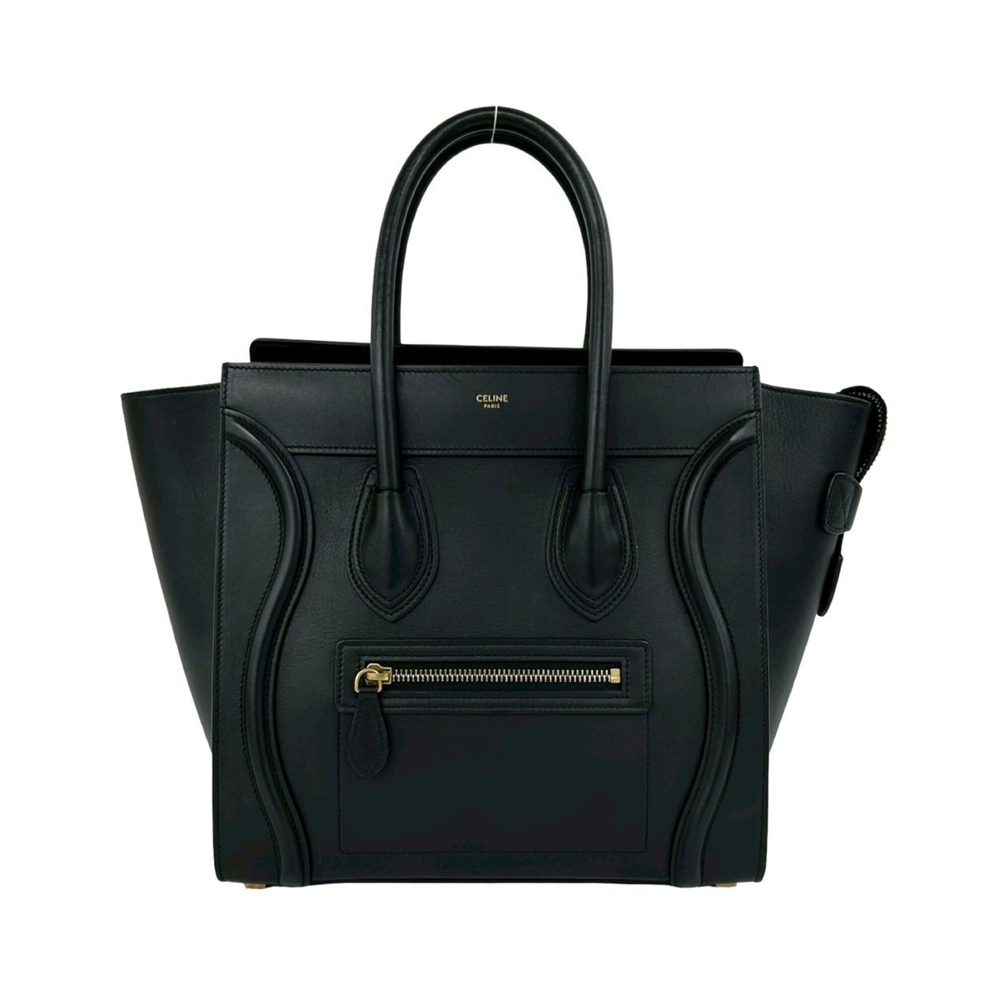 Celine Black Leather Boston Bag Handbag Tote Bag (Pre-Owned)