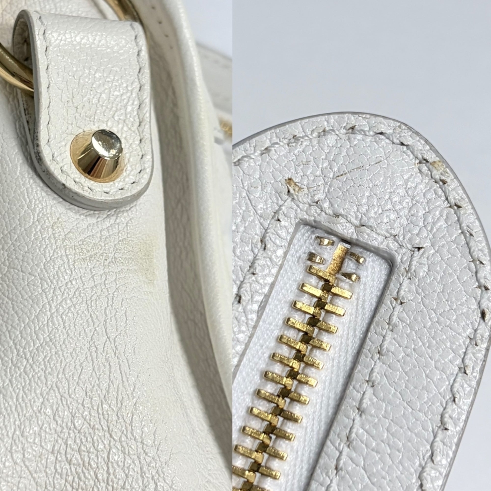 Balenciaga Metallic White Leather Handbag Shoulder Bag (Pre-Owned)