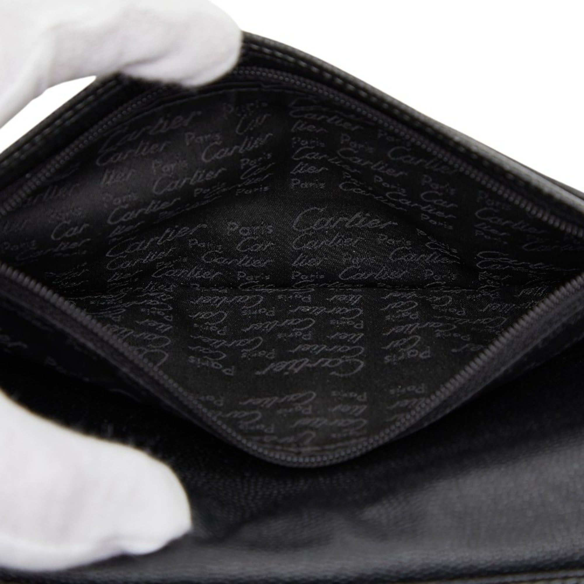 Cartier Black Leather Long Wallet (Bi-Fold) (Pre-Owned)
