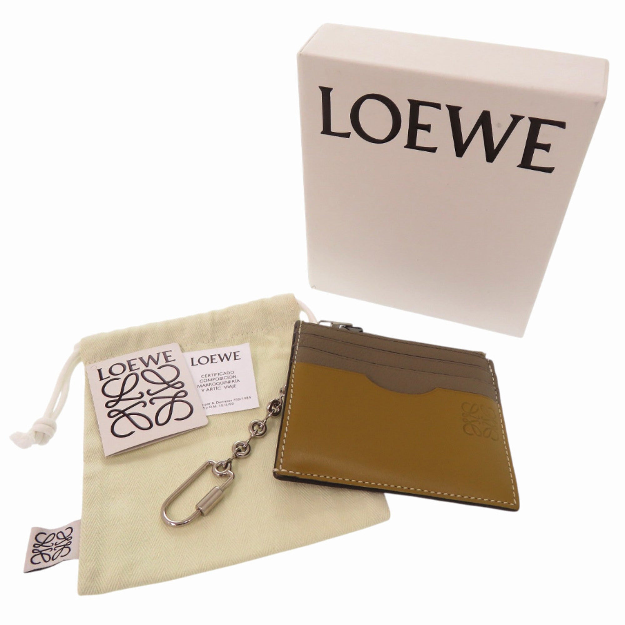 Loewe Khaki Leather Coin Purse/Coin Case (Pre-Owned)