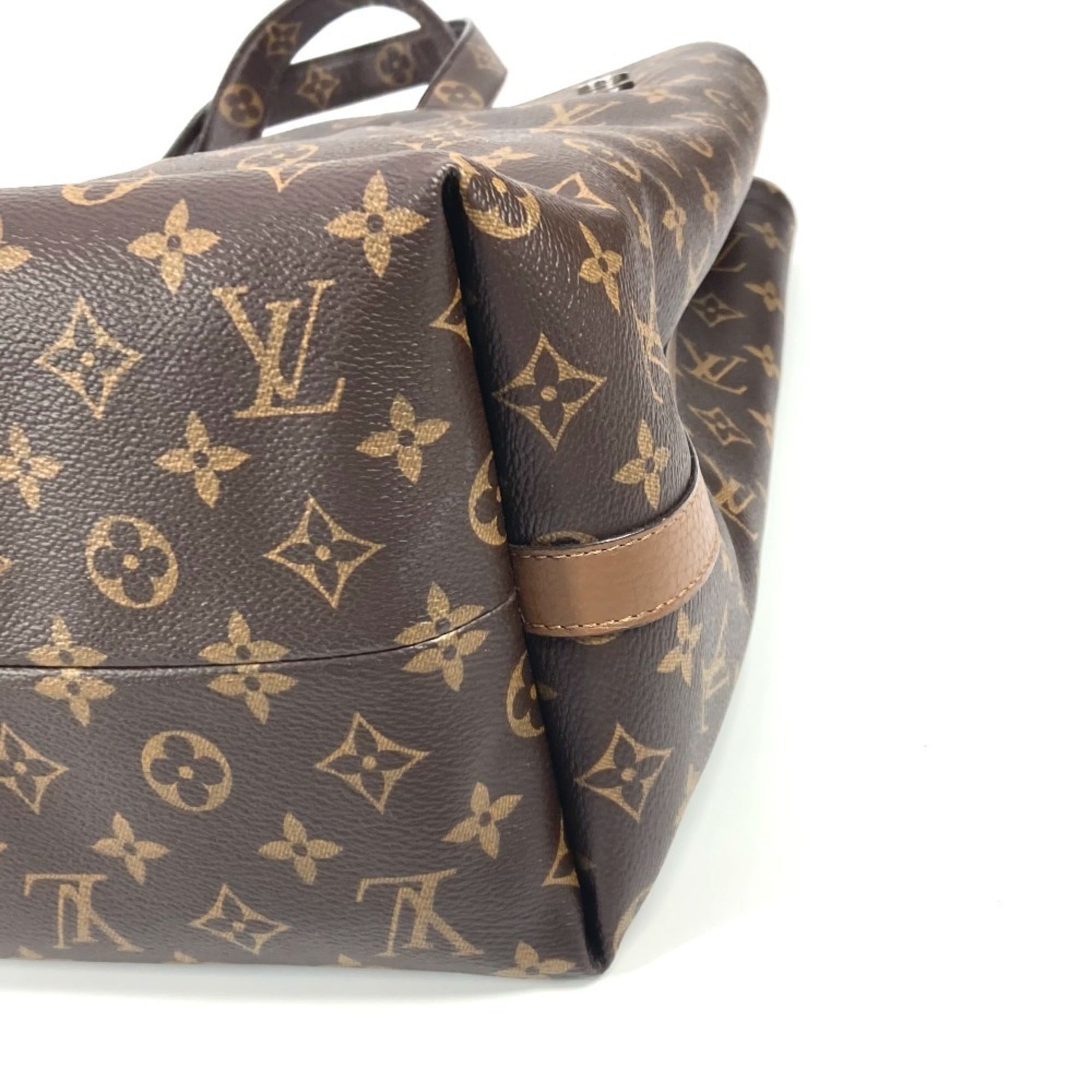 Louis Vuitton Brown Monogram Canvas Leather Shoulder Bag Tote Bag (Pre-Owned)