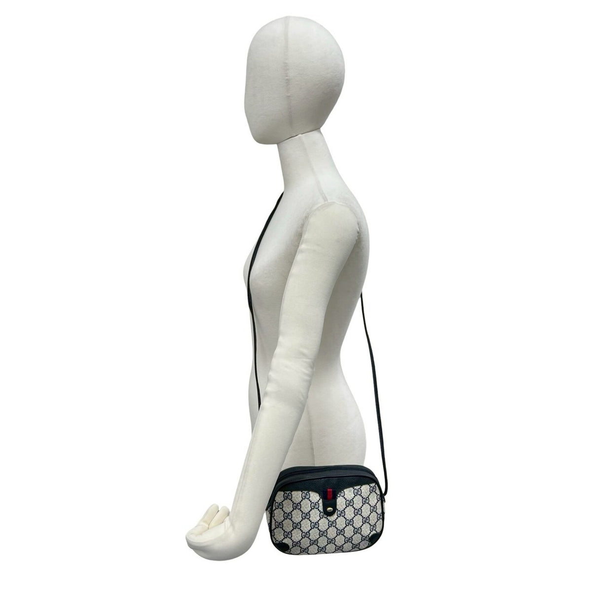 Gucci Navy Red Color Leather Pvc Pochette Shoulder Bag (Pre-Owned)