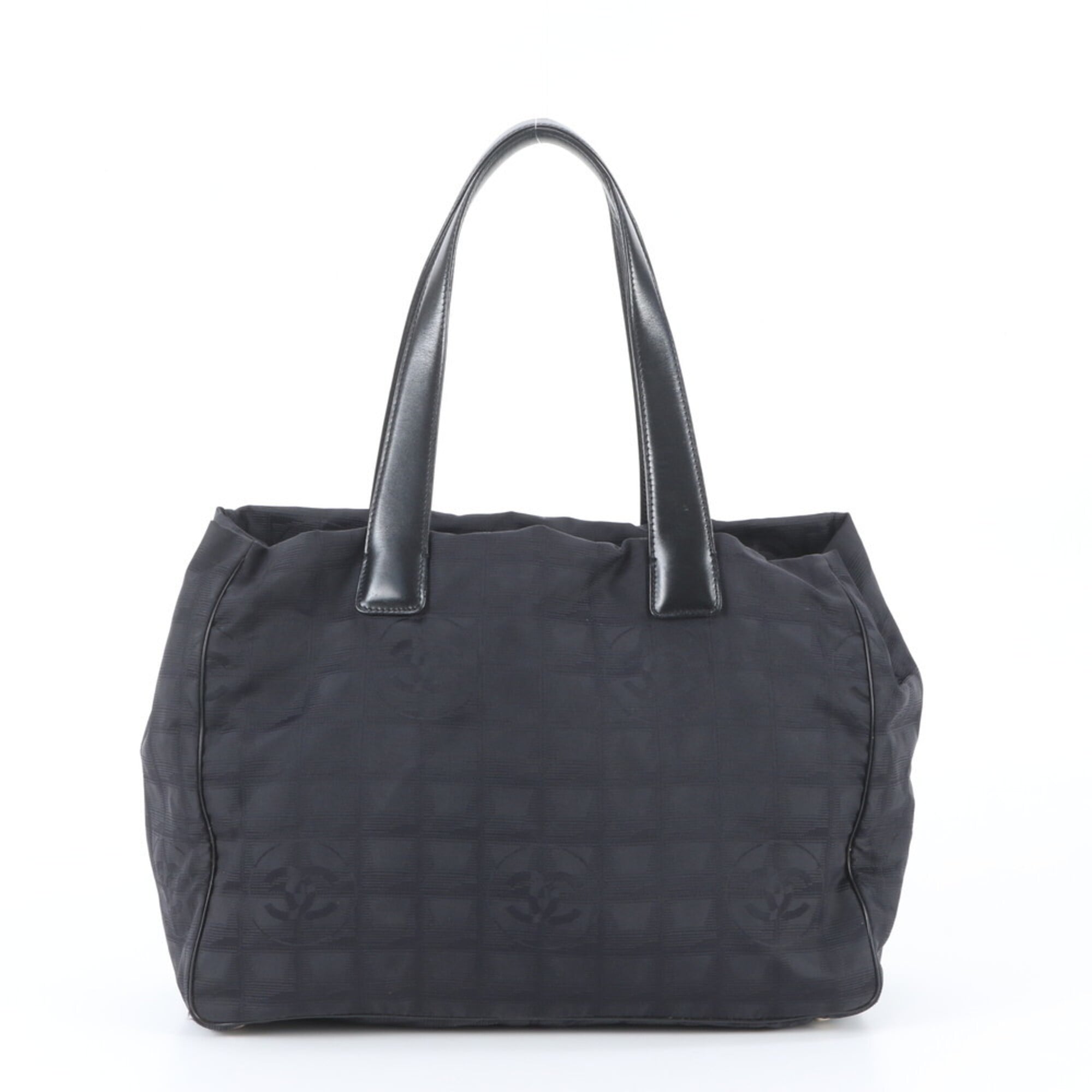 Chanel Black Leather Nylon Shoulder Bag Tote Bag (Pre-Owned)