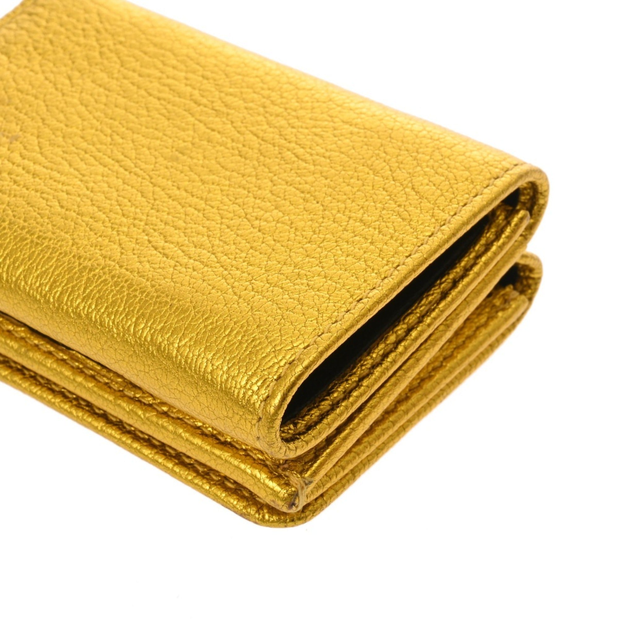 Balenciaga Metallic Gold Leather Wallet (Tri-Fold) (Pre-Owned)