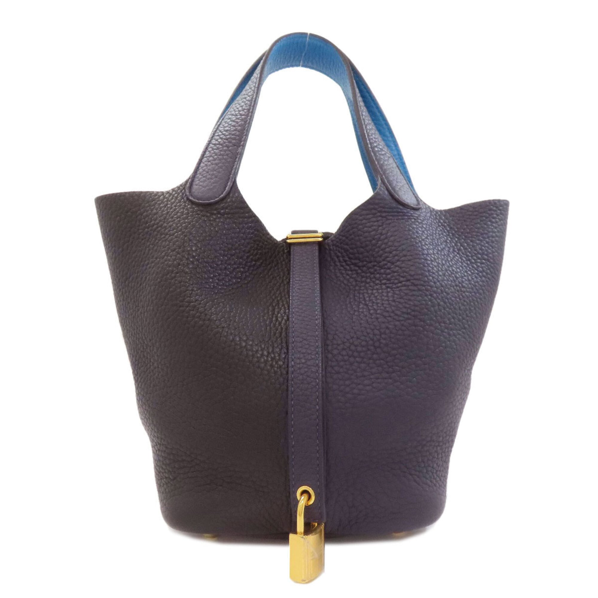 Hermes Picotin Black Navy Taurillon Clemence Leather Handbag (Pre-Owned)
