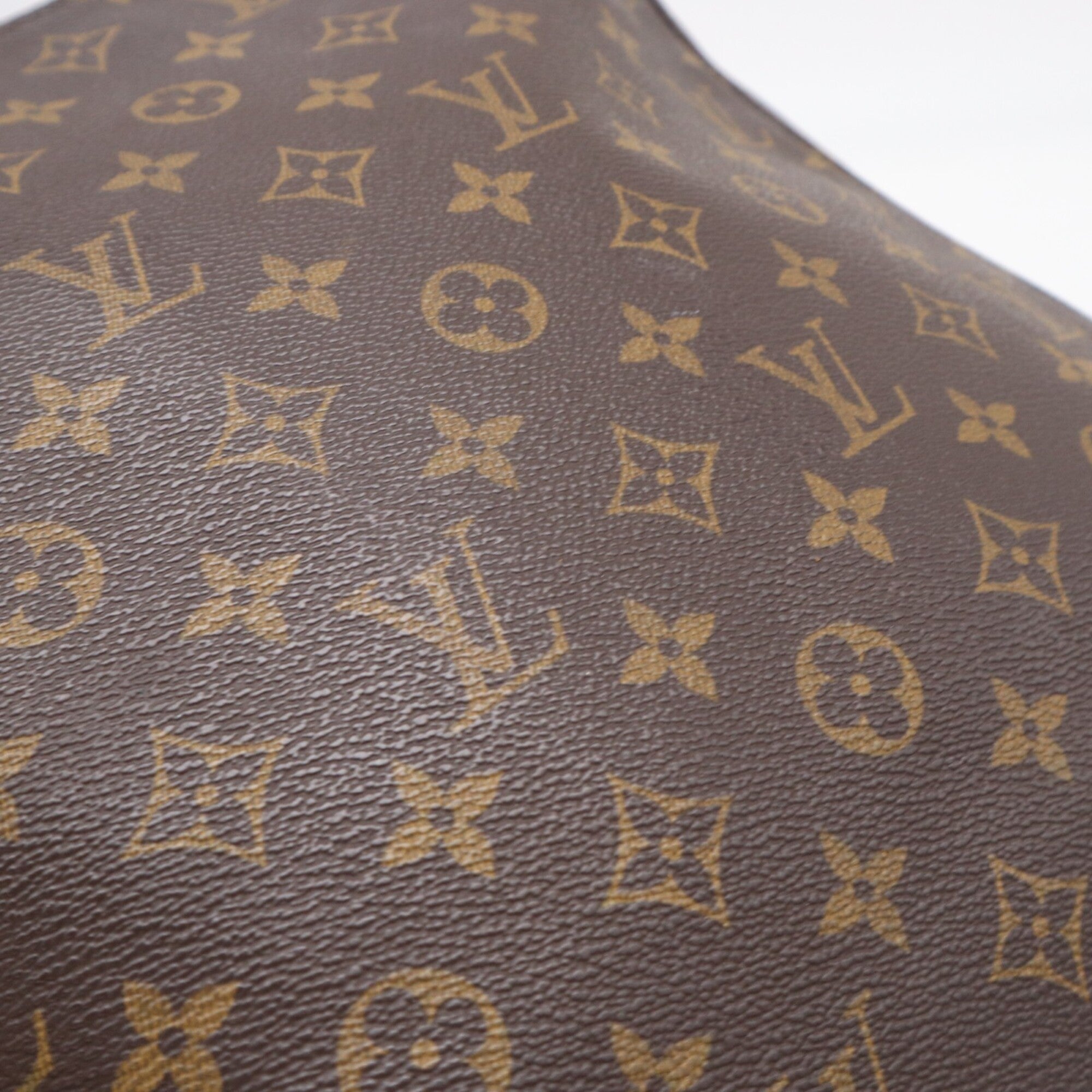Louis Vuitton Beige Brown Monogram Coated Canvas Leather Handbag (Pre-Owned)