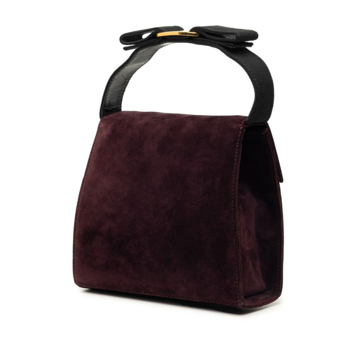 Salvatore Ferragamo Burgundy Suede Handbag Shoulder Bag (Pre-Owned)
