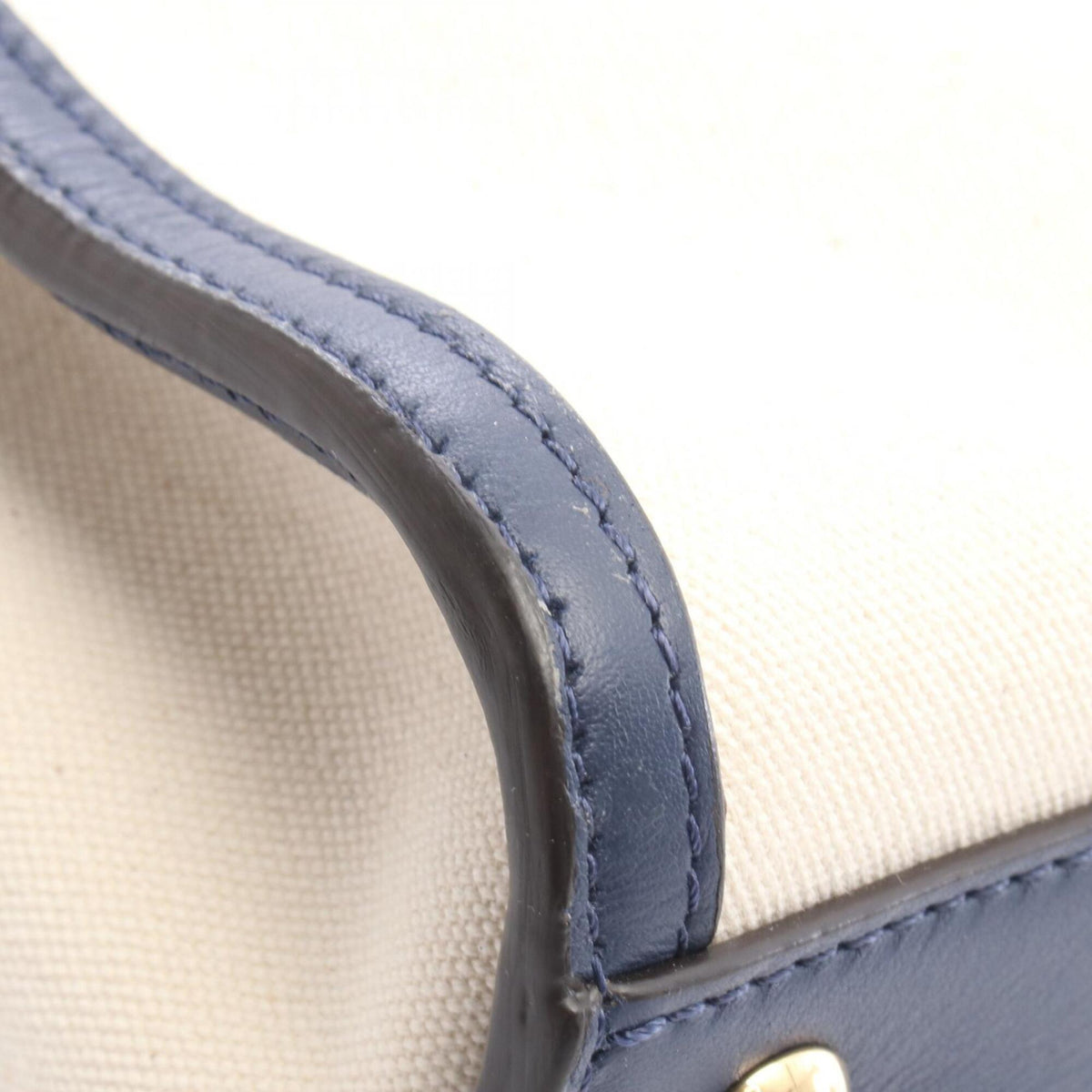 Fendi Ivory Navy Red Color Canvas Knit Handbag (Pre-Owned)