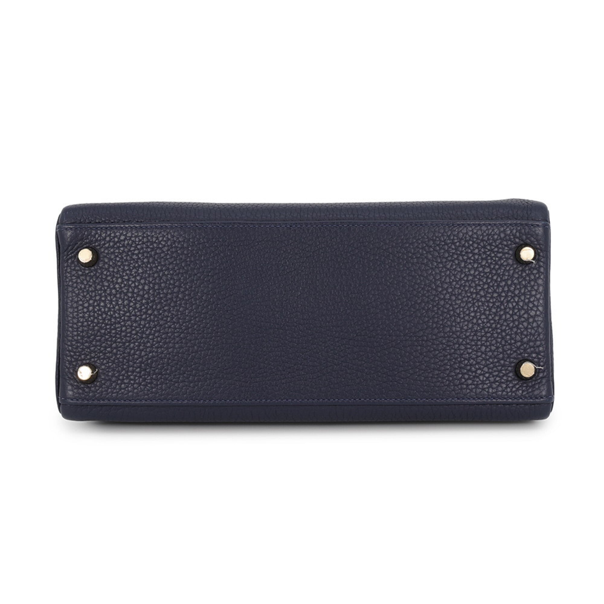 Hermes Kelly Blue Nuit Taurillon Clemence Leather Handbag (Pre-Owned)