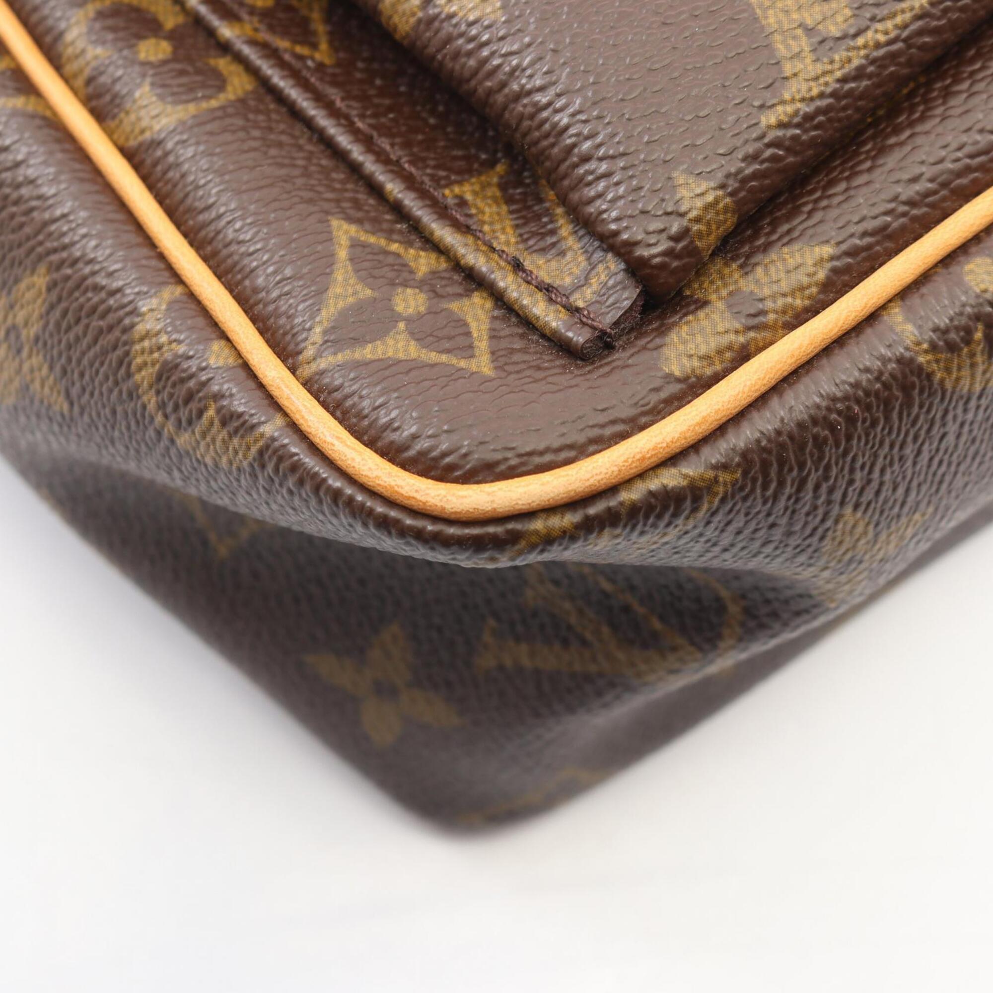 Louis Vuitton Brown Coated Canvas Monogram Leather Handbag Shoulder Bag (Pre-Owned)