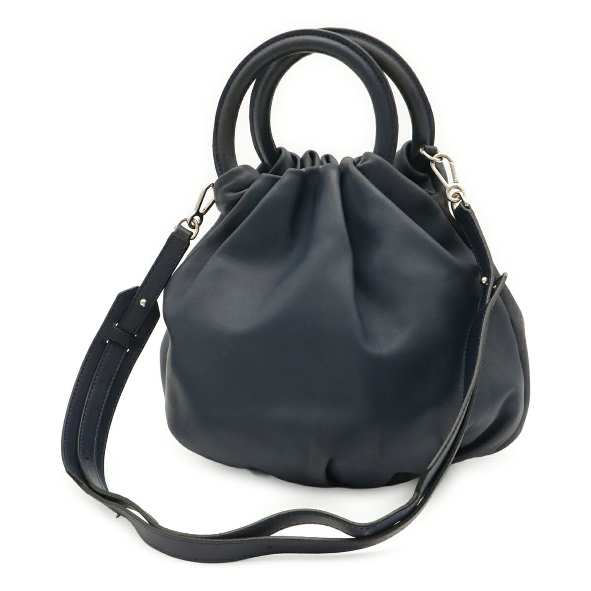 Loewe Navy Leather Handbag Shoulder Bag (Pre-Owned)