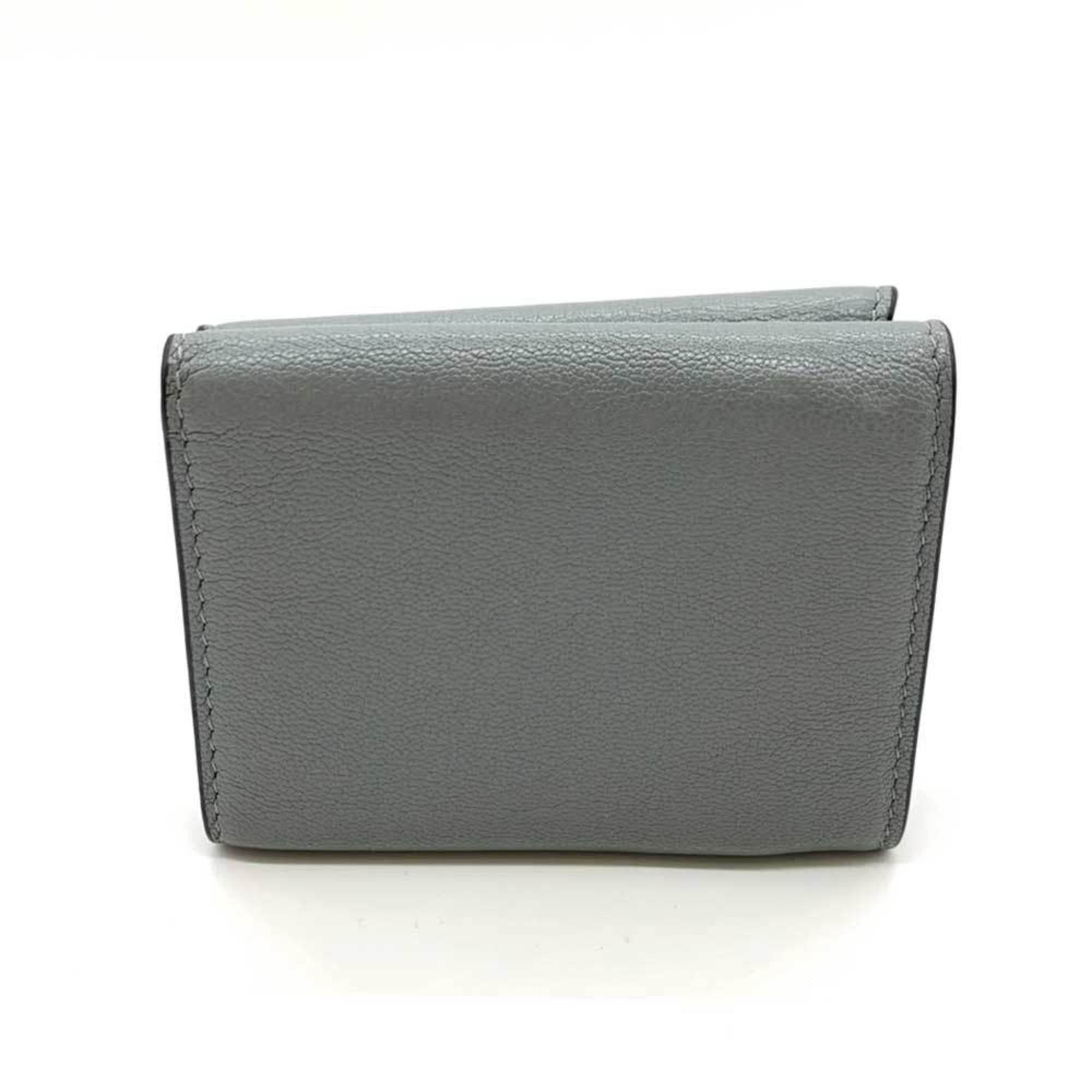 Christian Dior Gray Leather Wallet (Tri-Fold) (Pre-Owned)