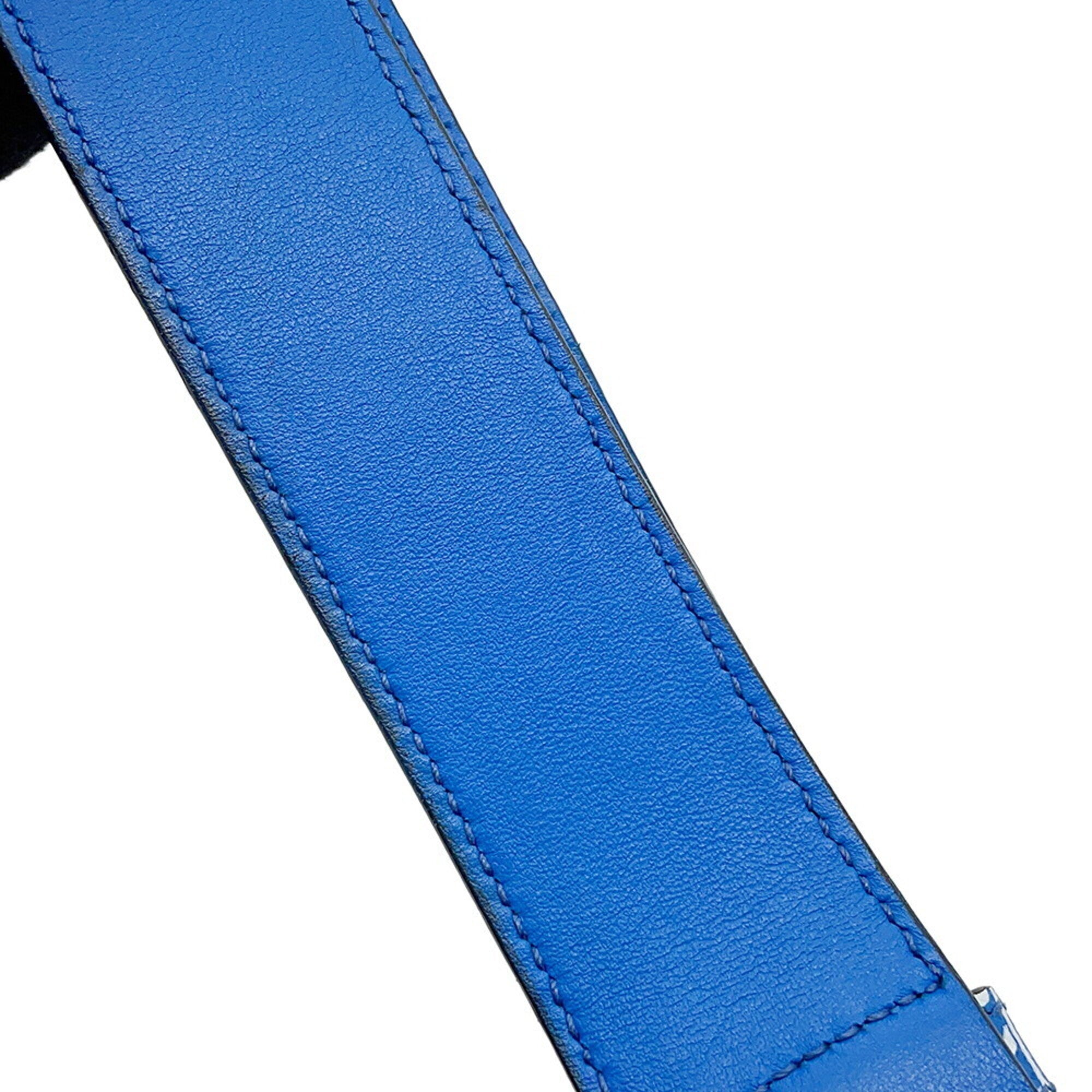 Prada Blue White Leather Handbag Shoulder Bag (Pre-Owned)