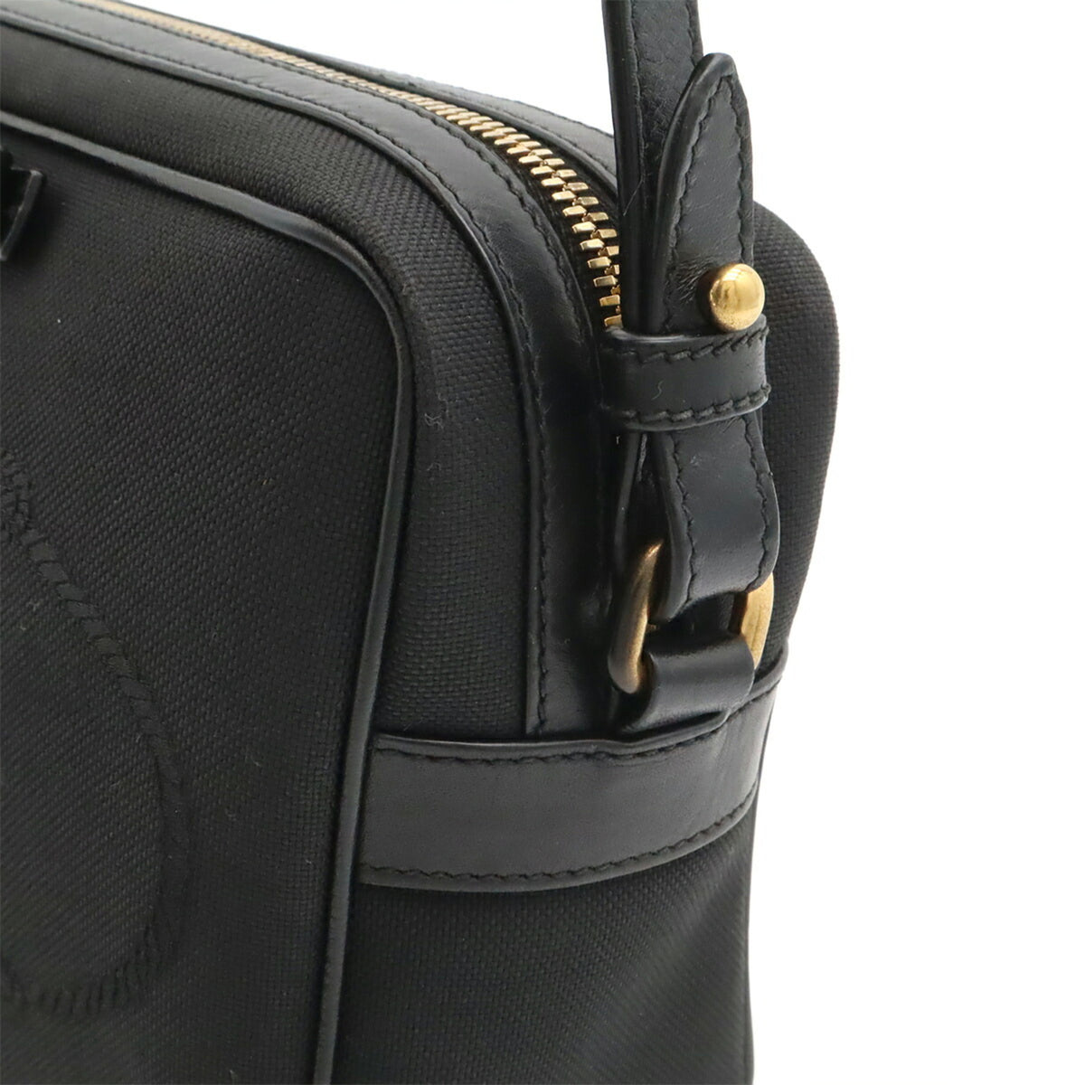 Prada Black Nero Canvas Leather Shoulder Bag (Pre-Owned)