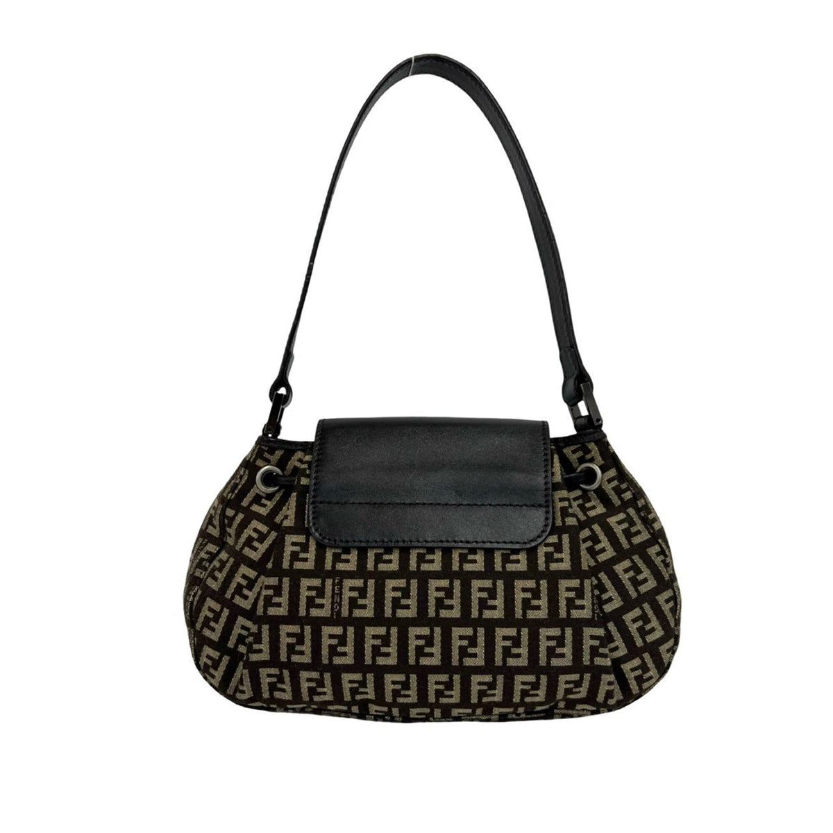 Fendi Beige Brown Canvas Leather Handbag Shoulder Bag (Pre-Owned)