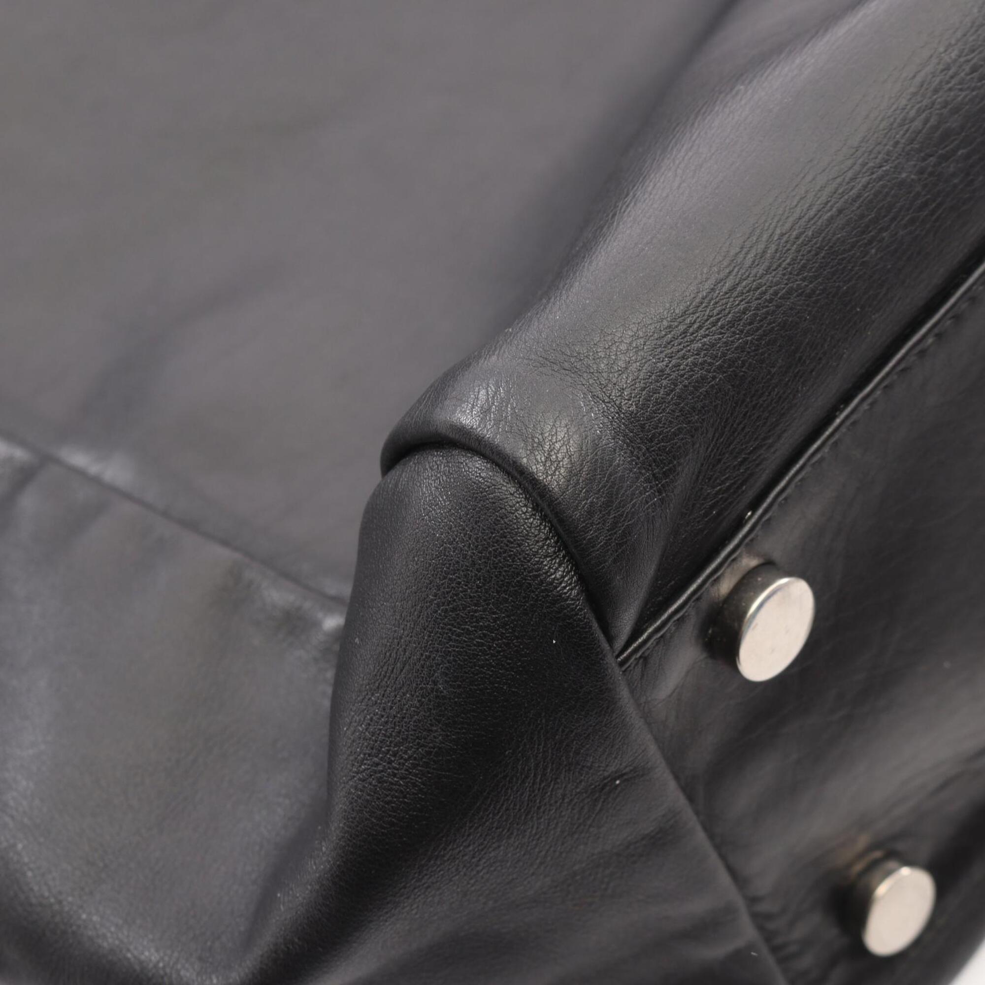 Saint Laurent Black Leather Handbag Pouch Tote Bag (Pre-Owned)