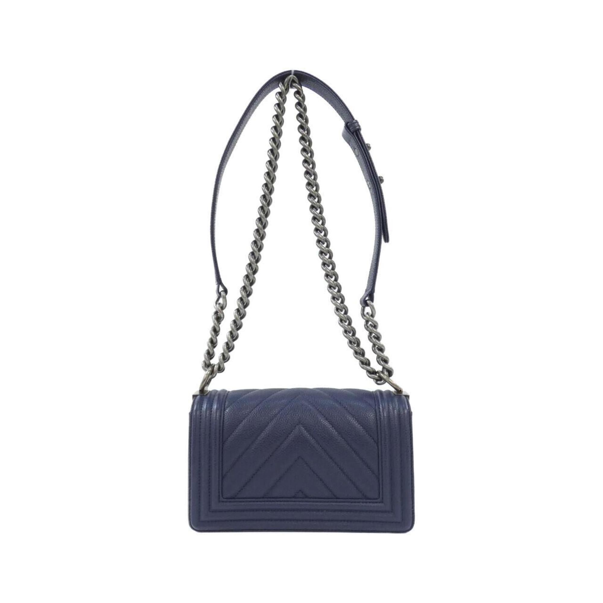 Chanel Navy Grained Calfskin Shoulder Bag (Pre-Owned)