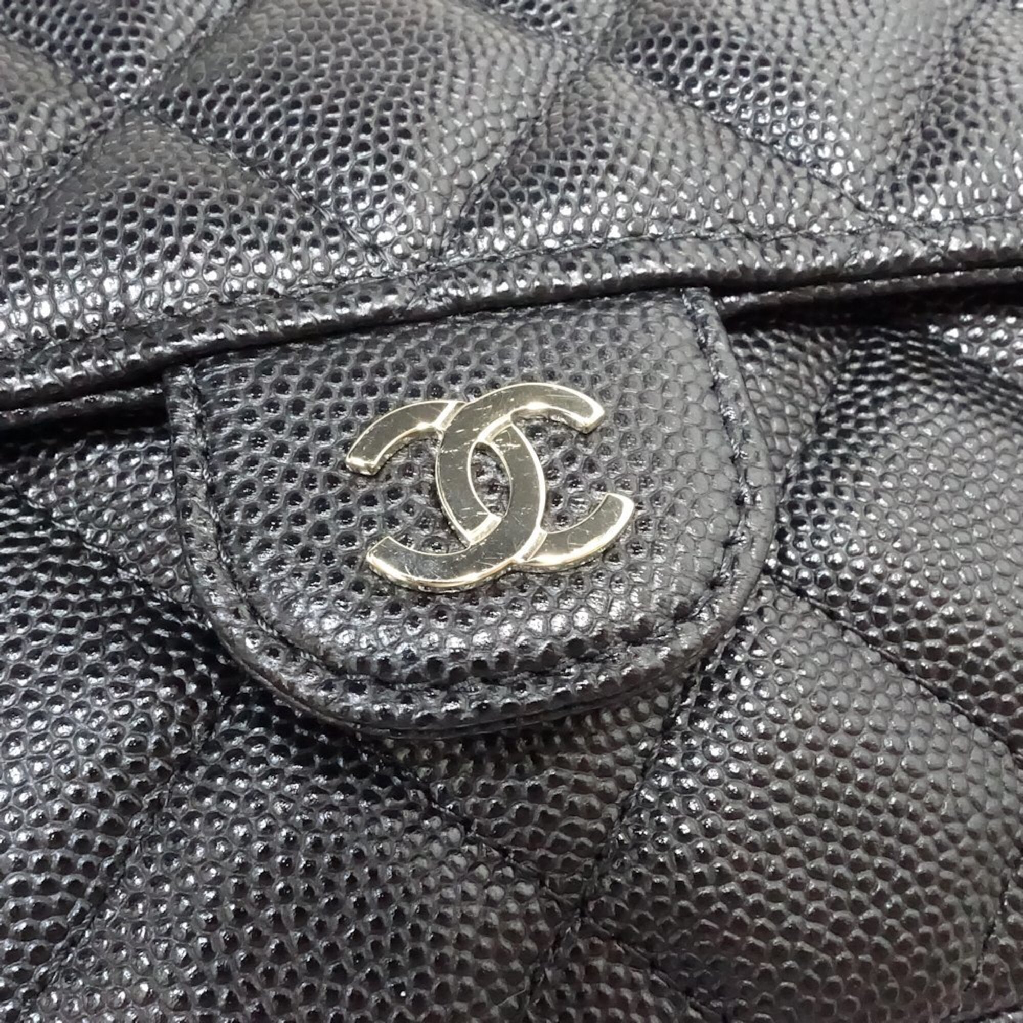 Chanel Black Grained Calfskin Chain/Shoulder Wallet (Pre-Owned)