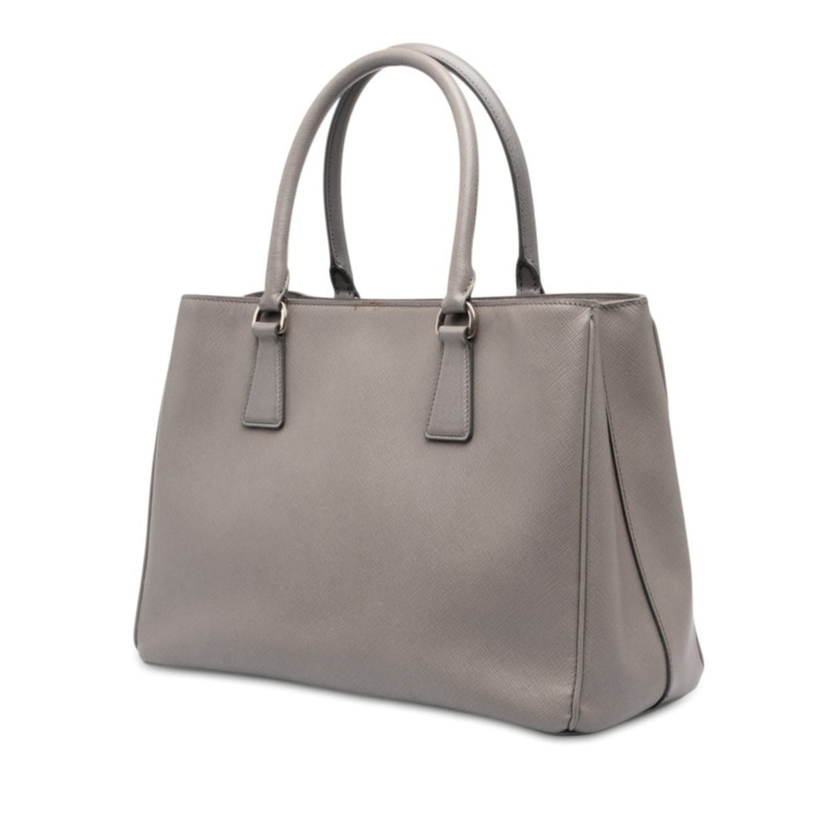 Prada Gray Saffiano Triangle Leather Handbag (Pre-Owned)