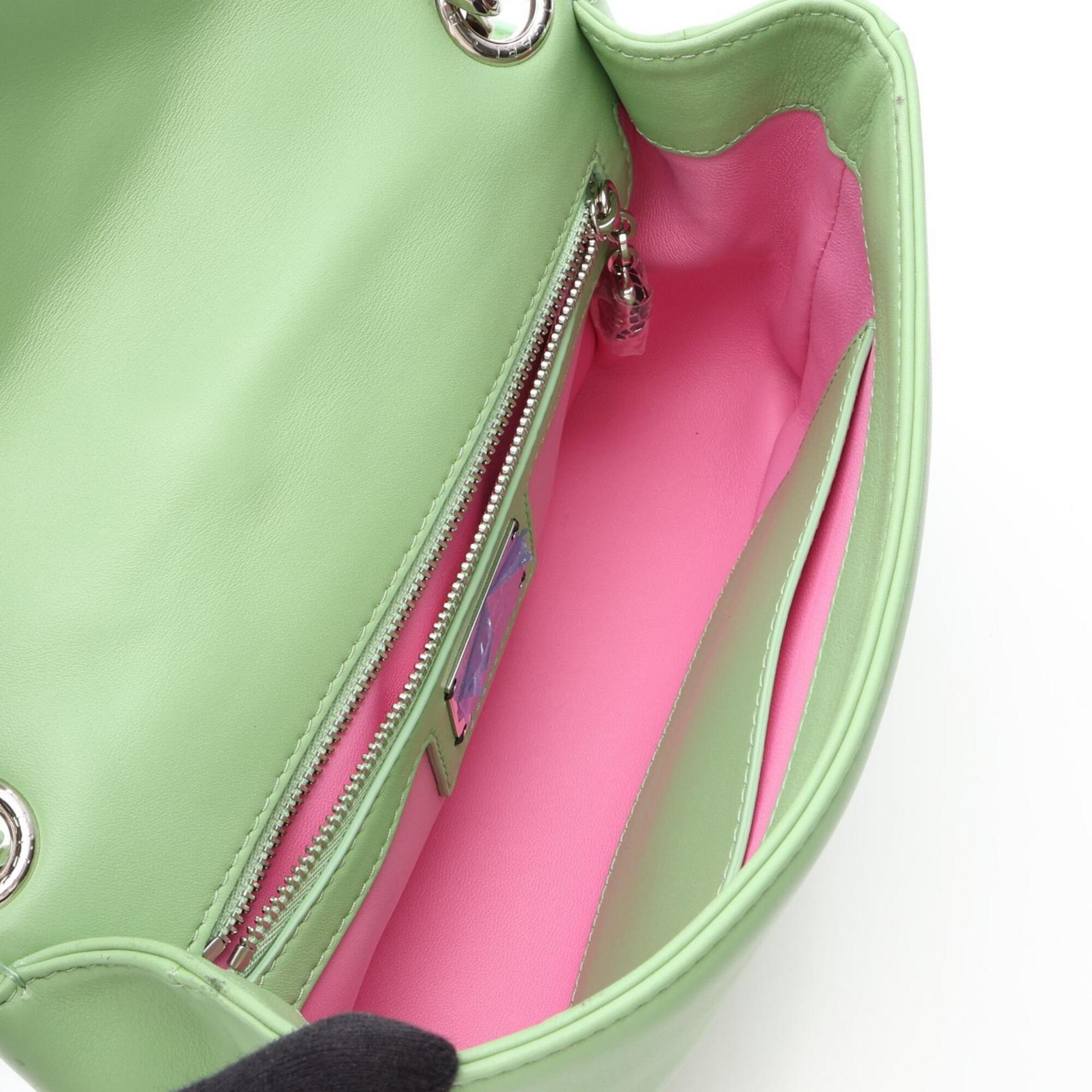 Bvlgari Green Leather Handbag Shoulder Bag (Pre-Owned)