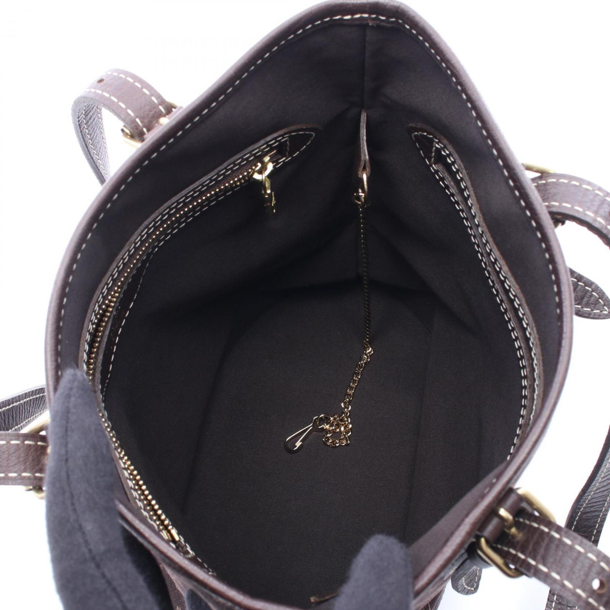 Louis Vuitton Brown Ebene Canvas Monogram Mini Leather Handbag Tote Bag (Pre-Owned)