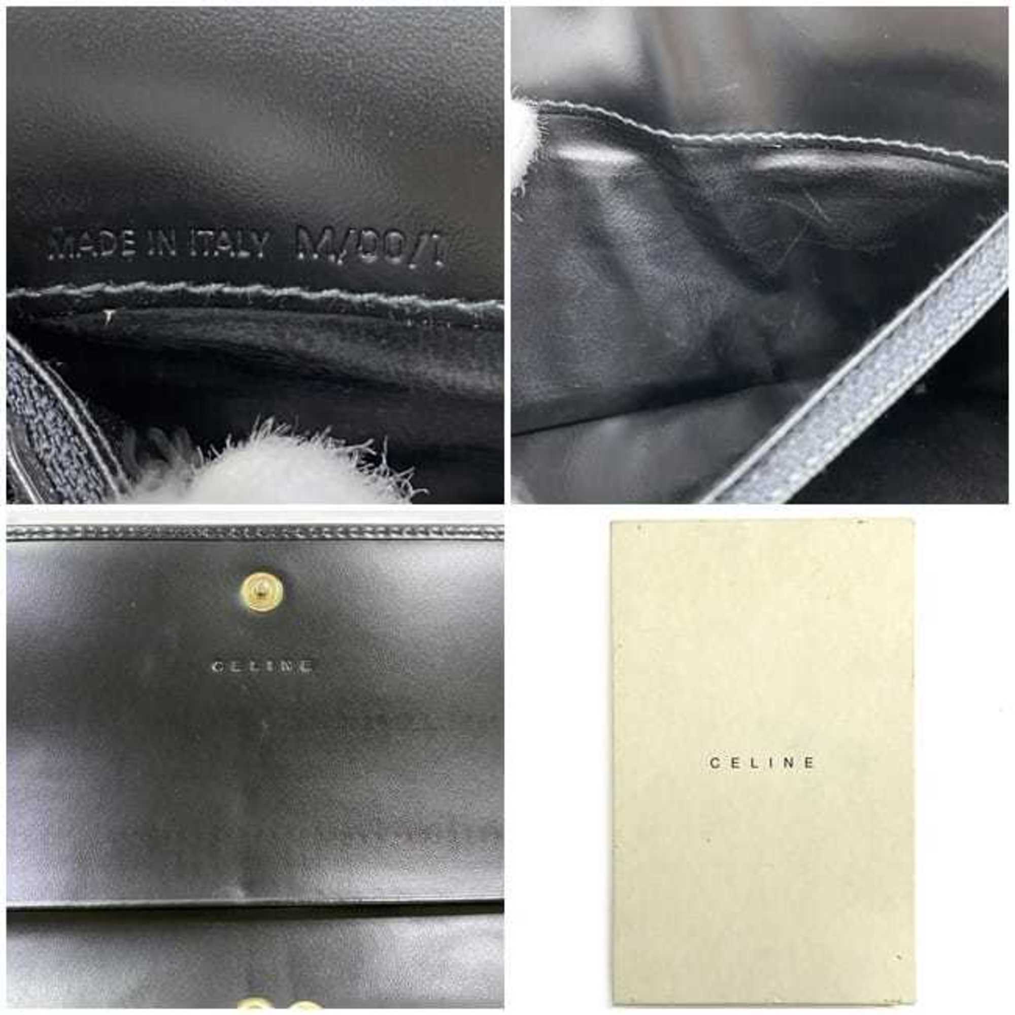 Celine Black Brown Pvc Leather Long Wallet (Bi-Fold) (Pre-Owned)