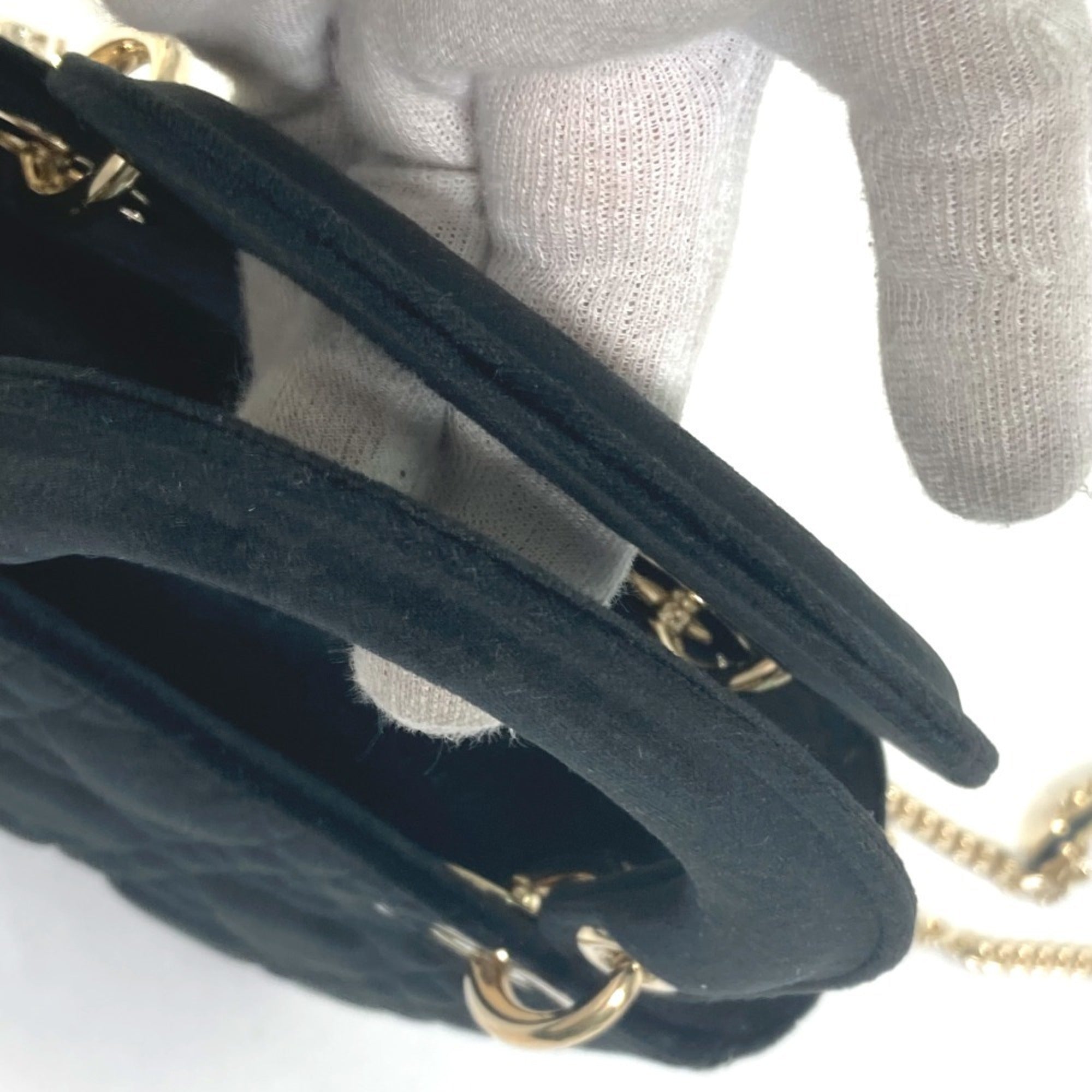 Christian Dior Lady Dior Black Leather Handbag Shoulder Bag (Pre-Owned)
