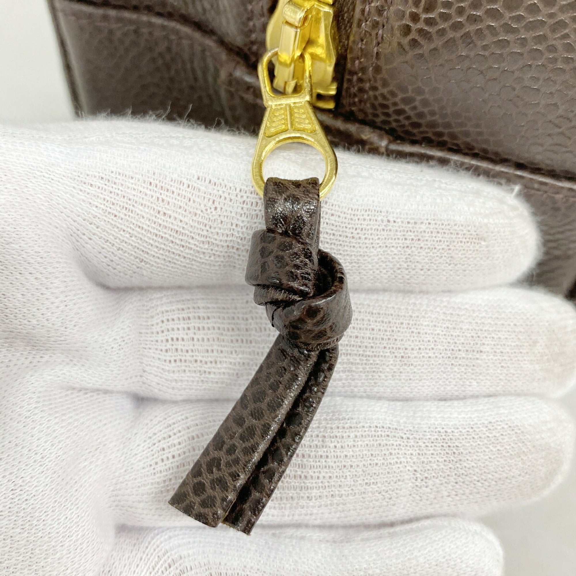 Chanel Dark Brown Grained Calfskin Pouch (Pre-Owned)