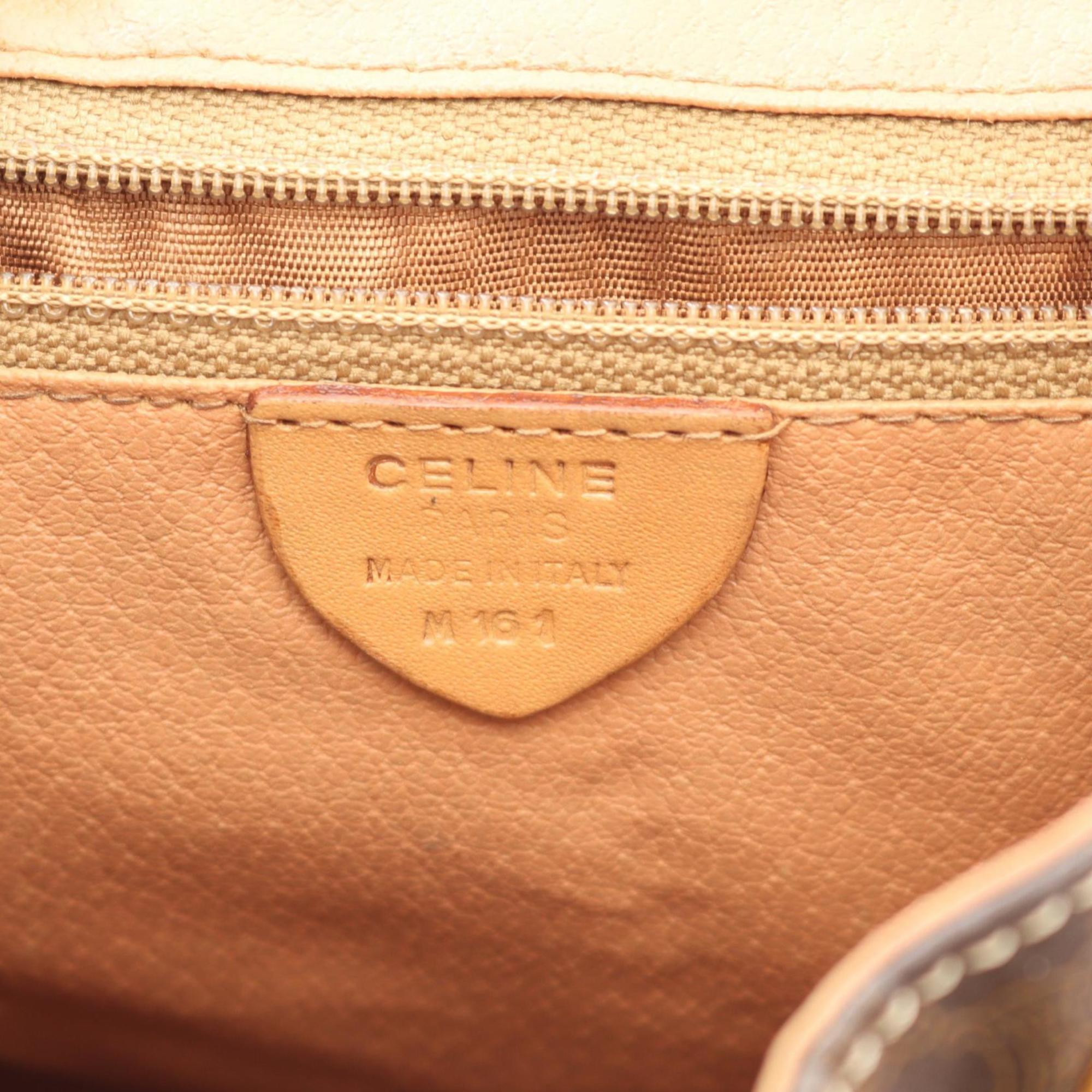 Celine Brown Coated Canvas Leather Backpack (Pre-Owned)