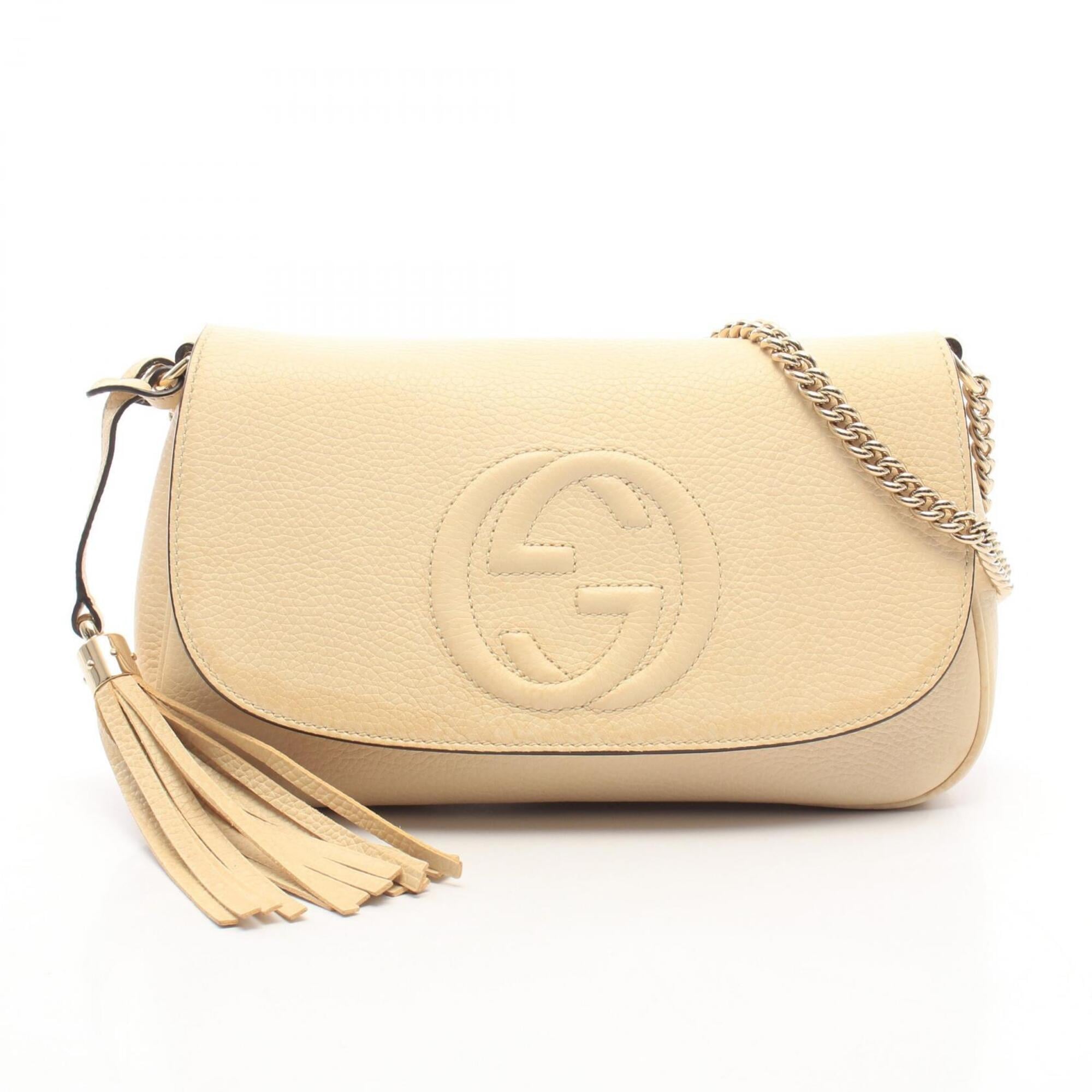 Gucci Ivory Leather Handbag Shoulder Bag (Pre-Owned)