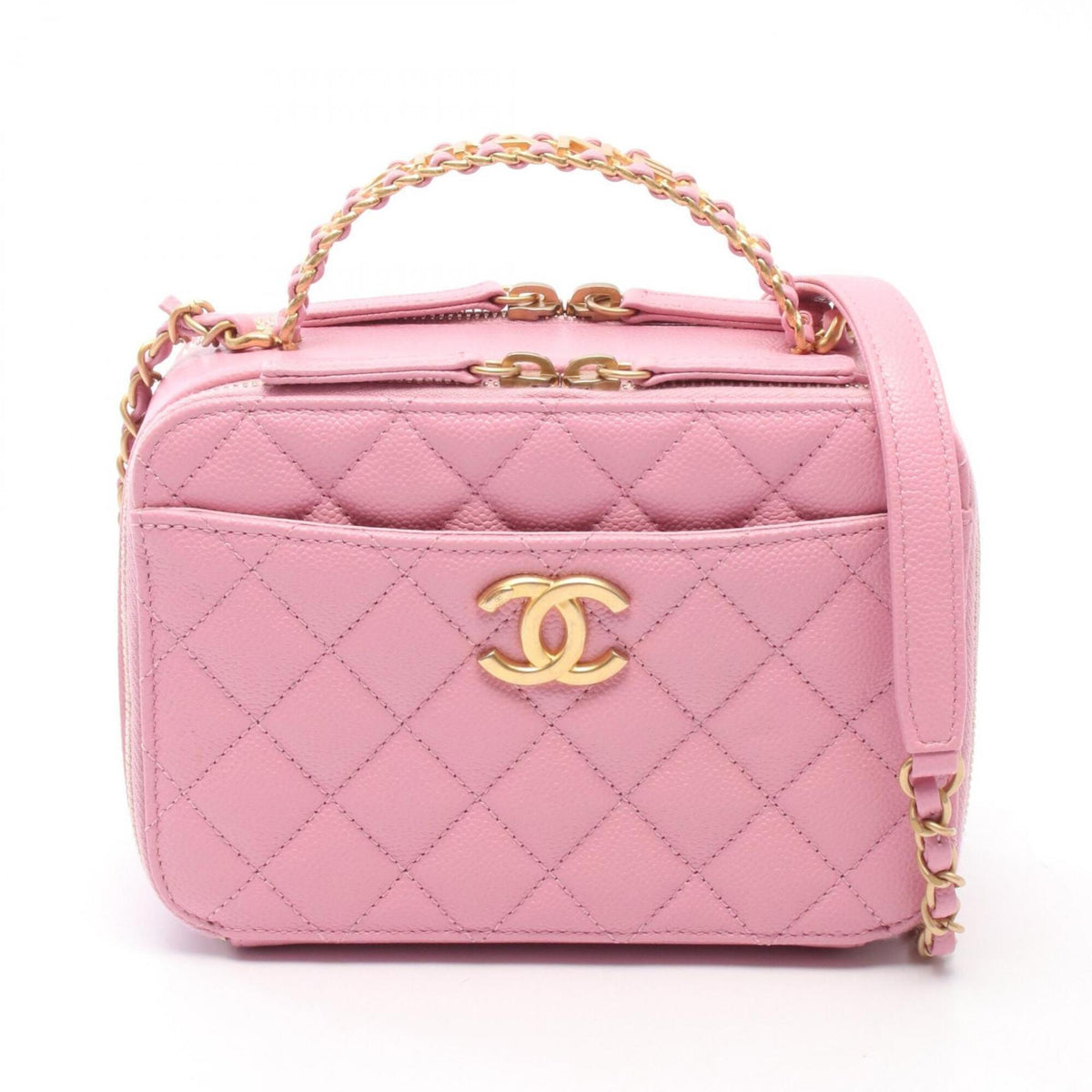 Chanel Pink Grained Calfskin Handbag Shoulder Bag Vanity Bag (Pre-Owned)